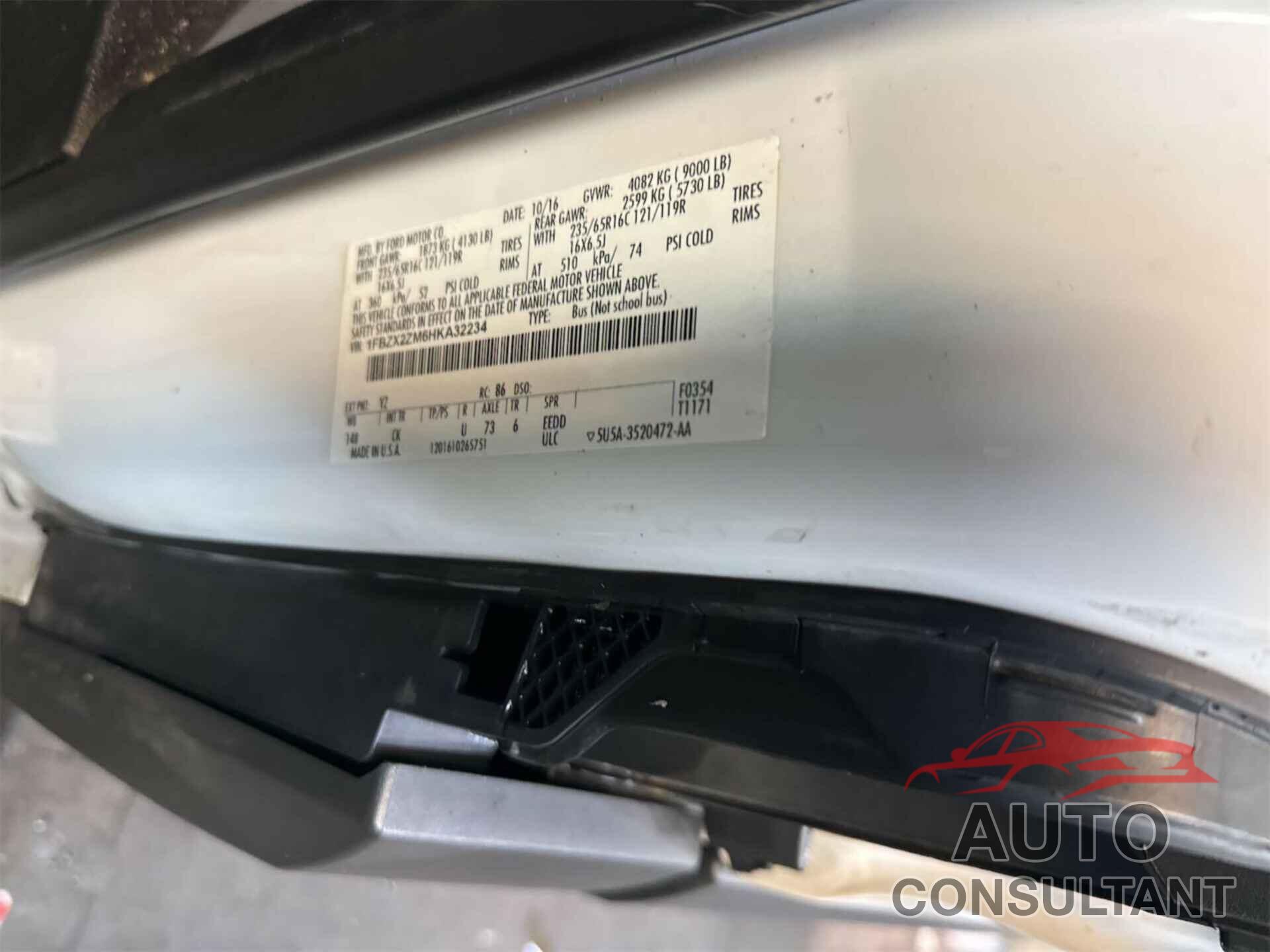 FORD TRANSIT 2017 - 1FBZX2ZM6HKA32234