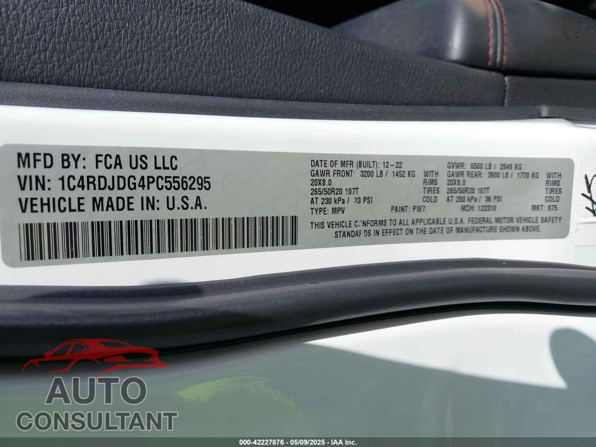DODGE DURANGO 2023 - 1C4RDJDG4PC556295