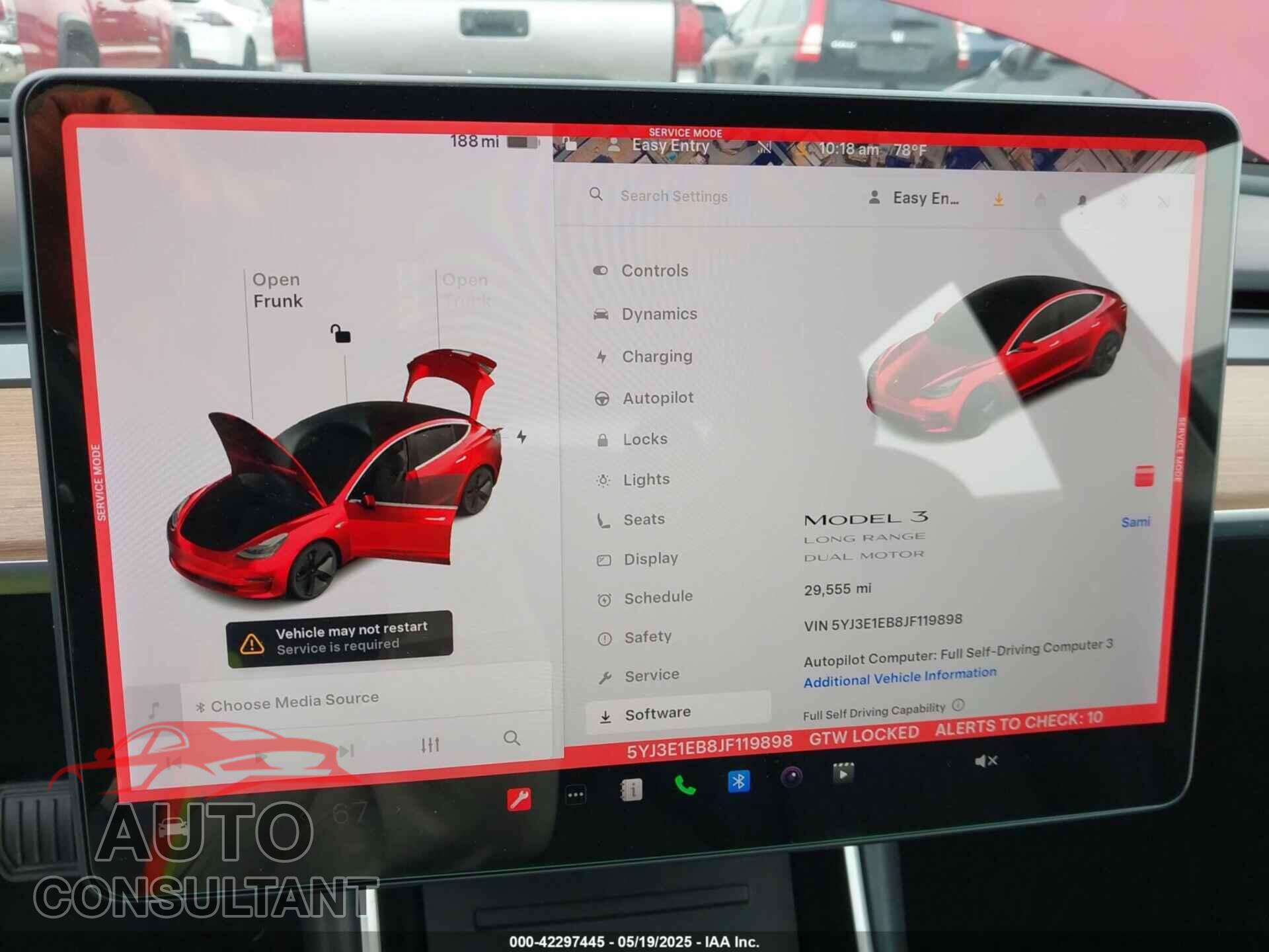 TESLA MODEL 3 2018 - 5YJ3E1EB8JF119898