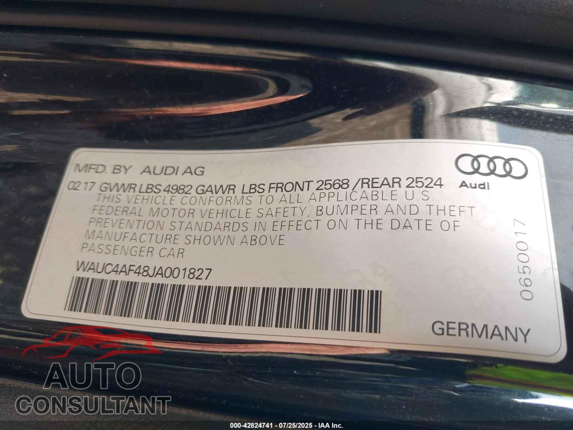 AUDI S4 2018 - WAUC4AF48JA001827