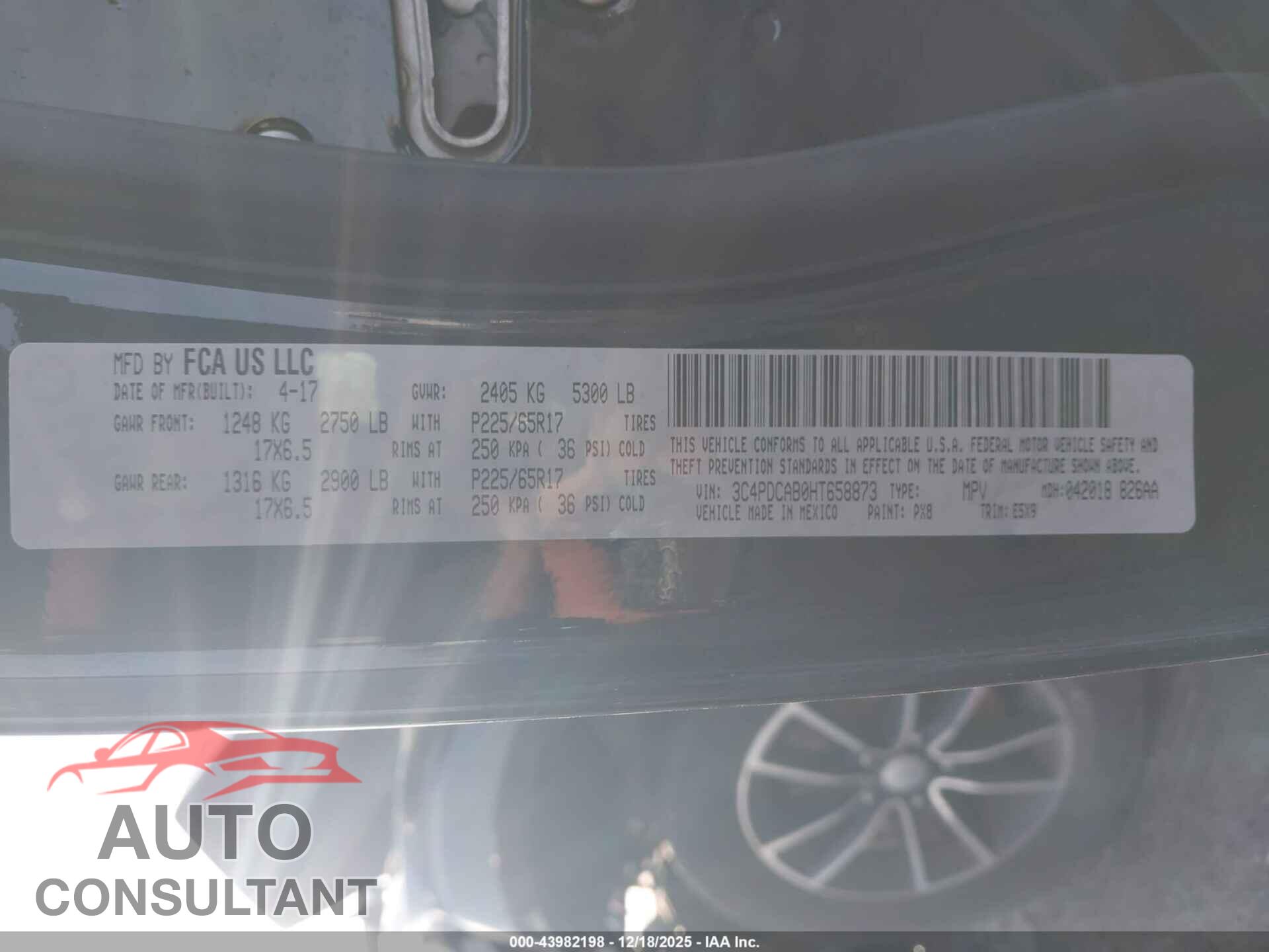 DODGE JOURNEY 2017 - 3C4PDCAB0HT658873