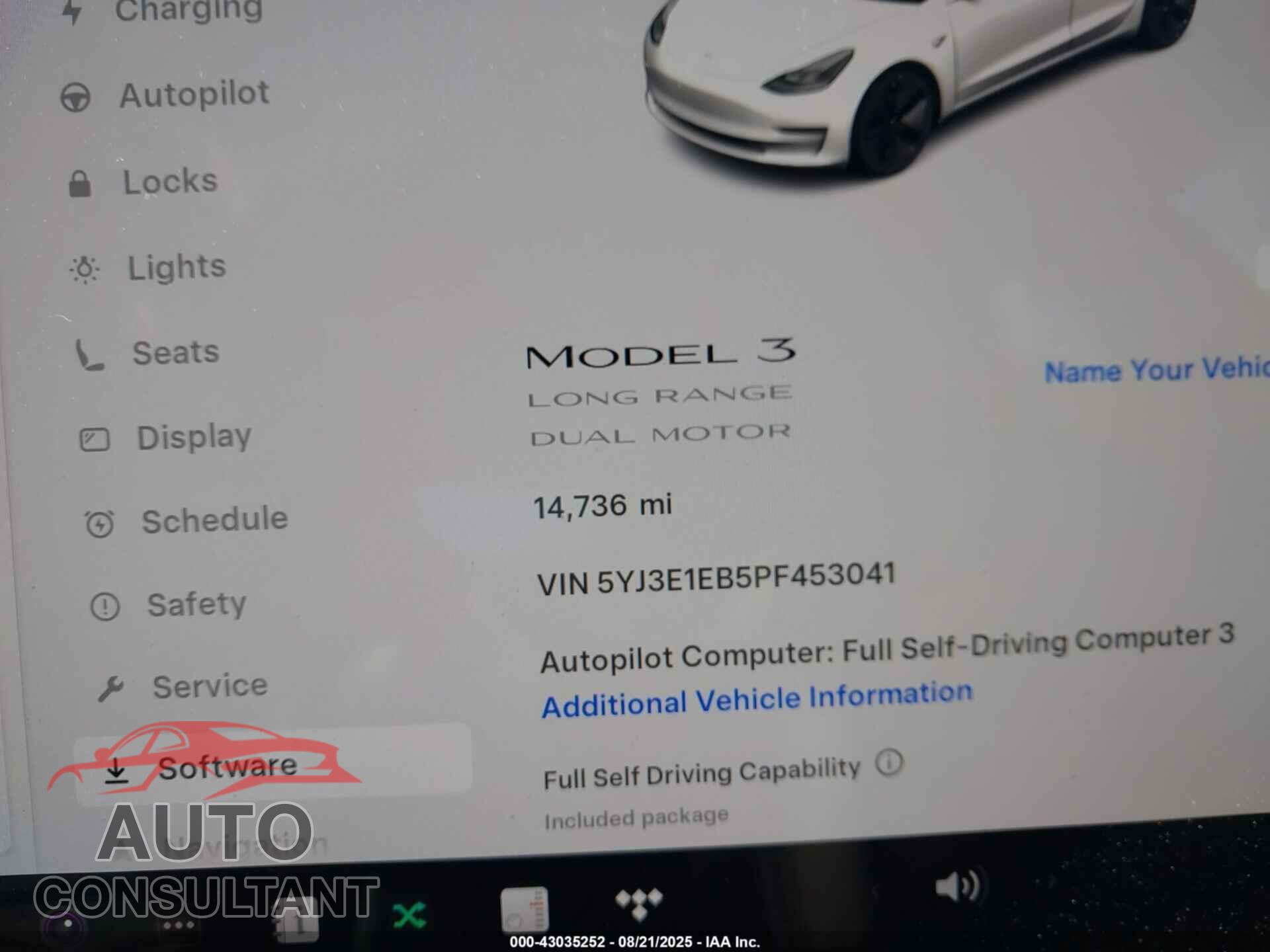 TESLA MODEL 3 2023 - 5YJ3E1EB5PF453041