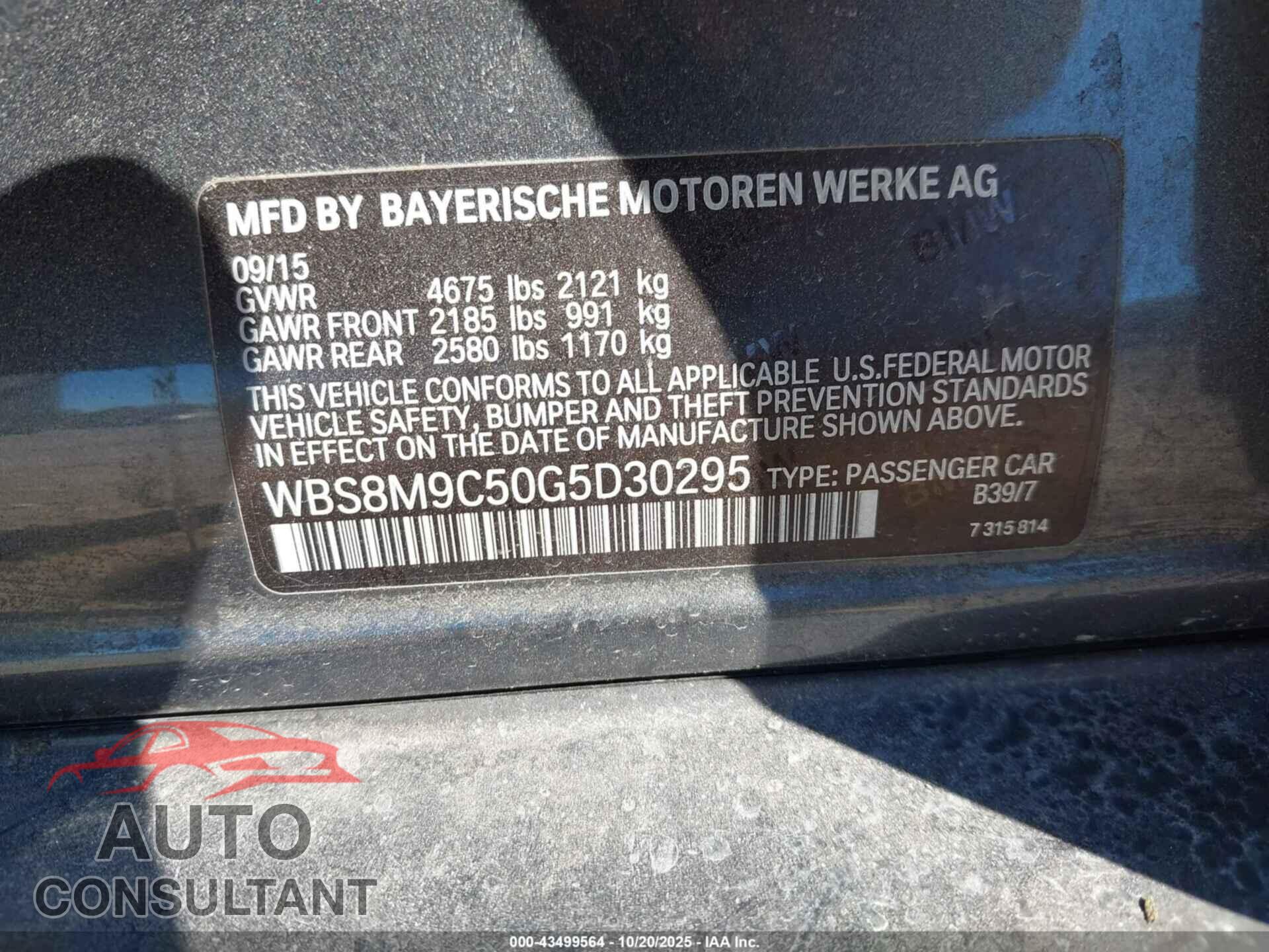 BMW M3 2016 - WBS8M9C50G5D30295