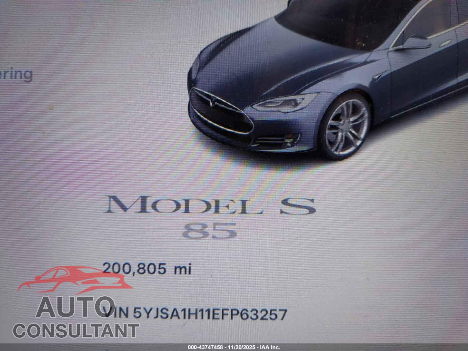 TESLA MODEL S 2014 - 5YJSA1H11EFP63257