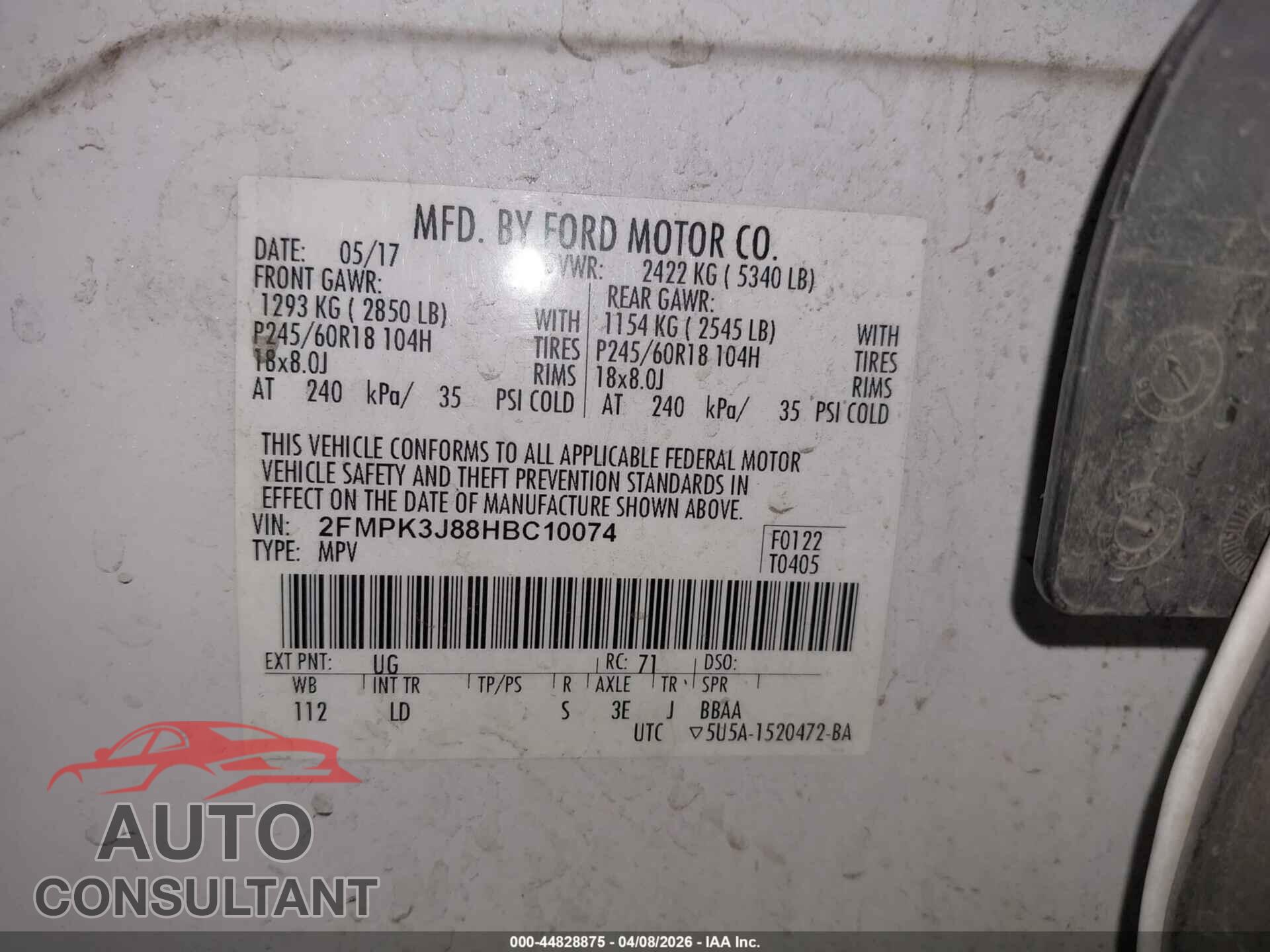 FORD EDGE 2017 - 2FMPK3J88HBC10074