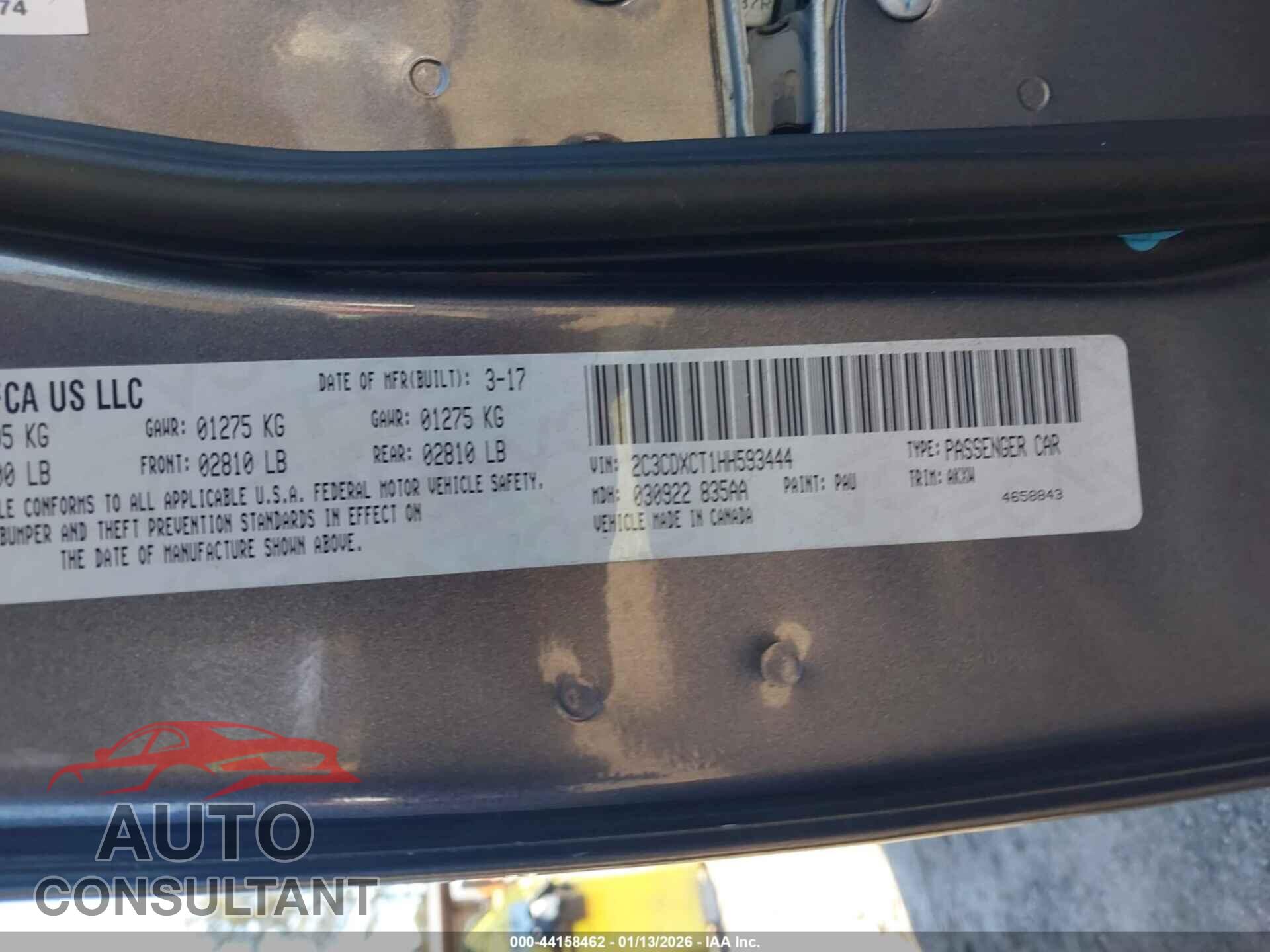 DODGE CHARGER 2017 - 2C3CDXCT1HH593444