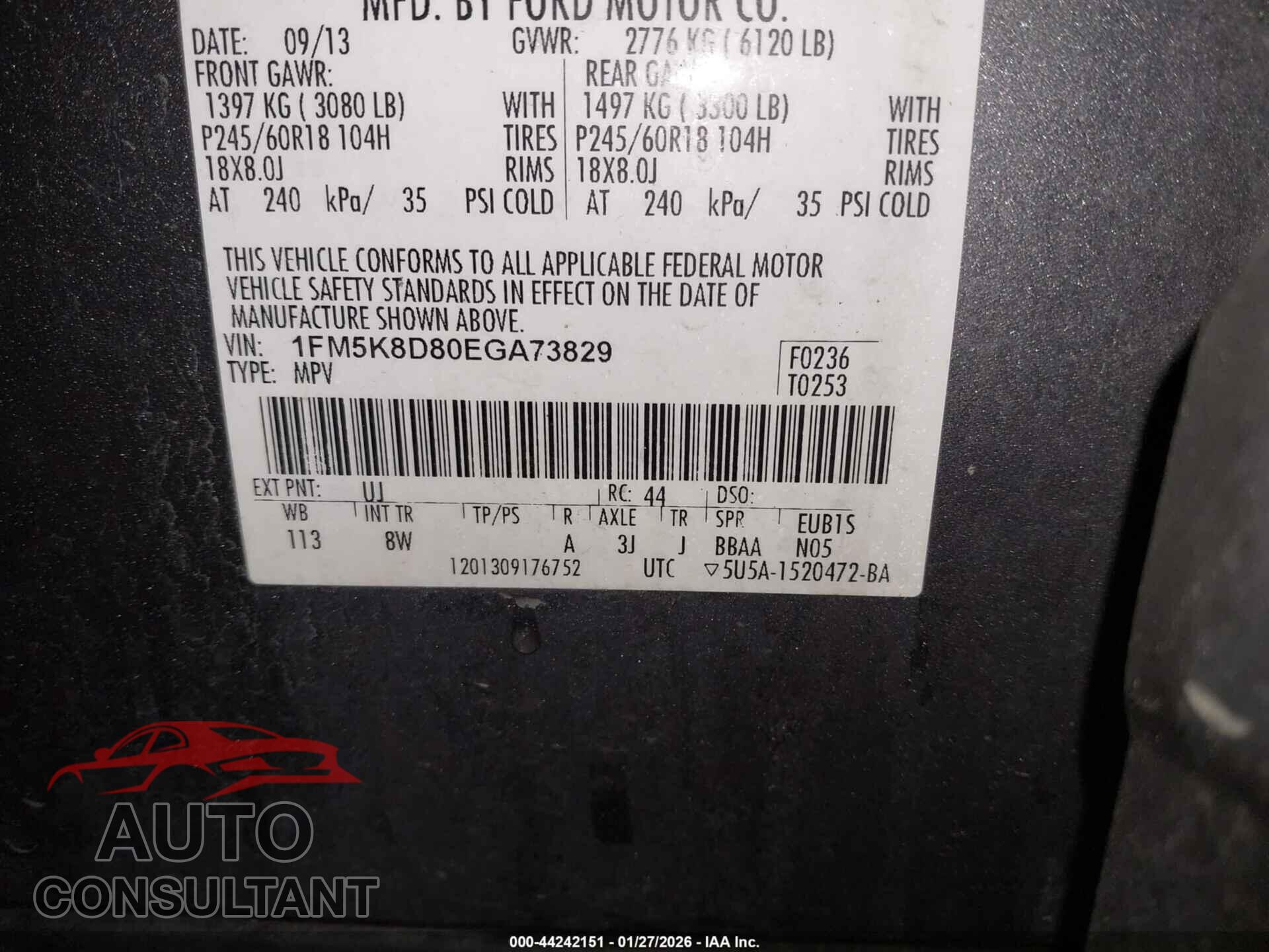 FORD EXPLORER 2014 - 1FM5K8D80EGA73829