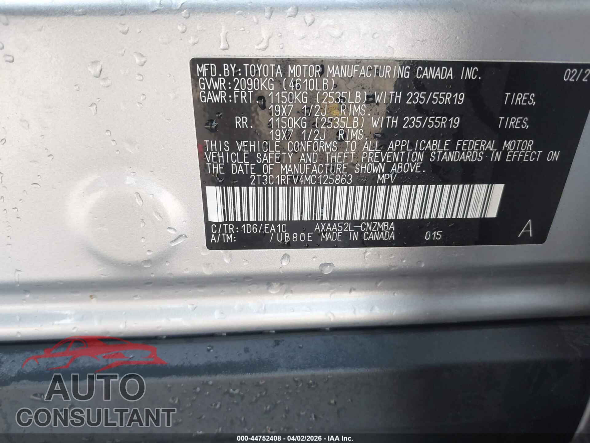 TOYOTA RAV4 2021 - 2T3C1RFV4MC125863