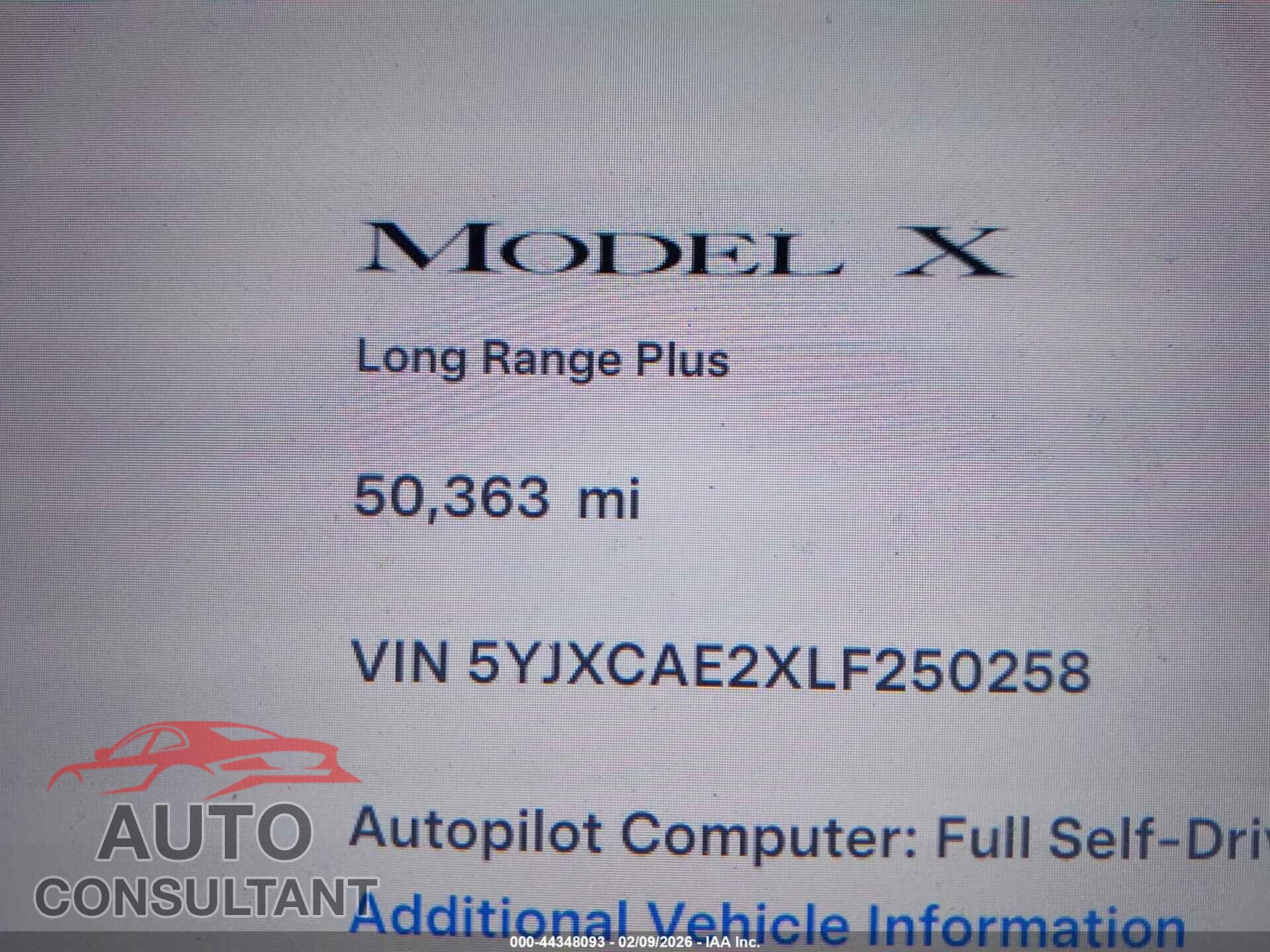 TESLA MODEL X 2020 - 5YJXCAE2XLF250258