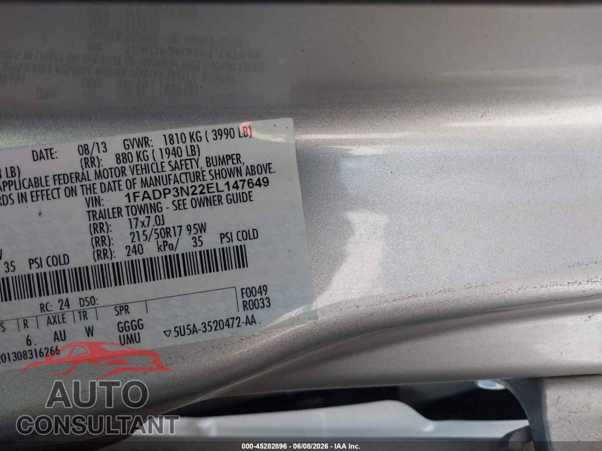 FORD FOCUS 2014 - 1FADP3N22EL147649