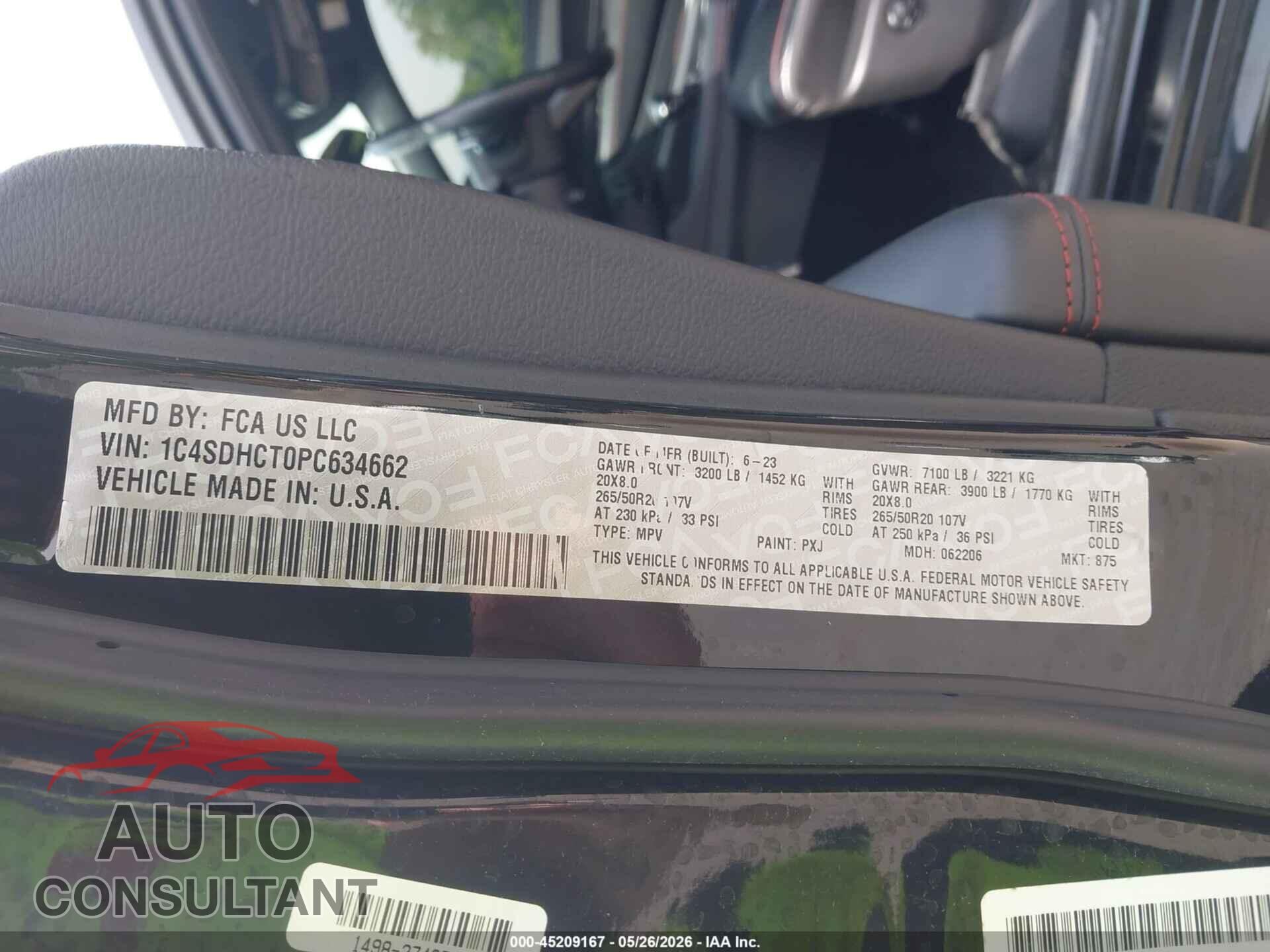 DODGE DURANGO 2023 - 1C4SDHCT0PC634662