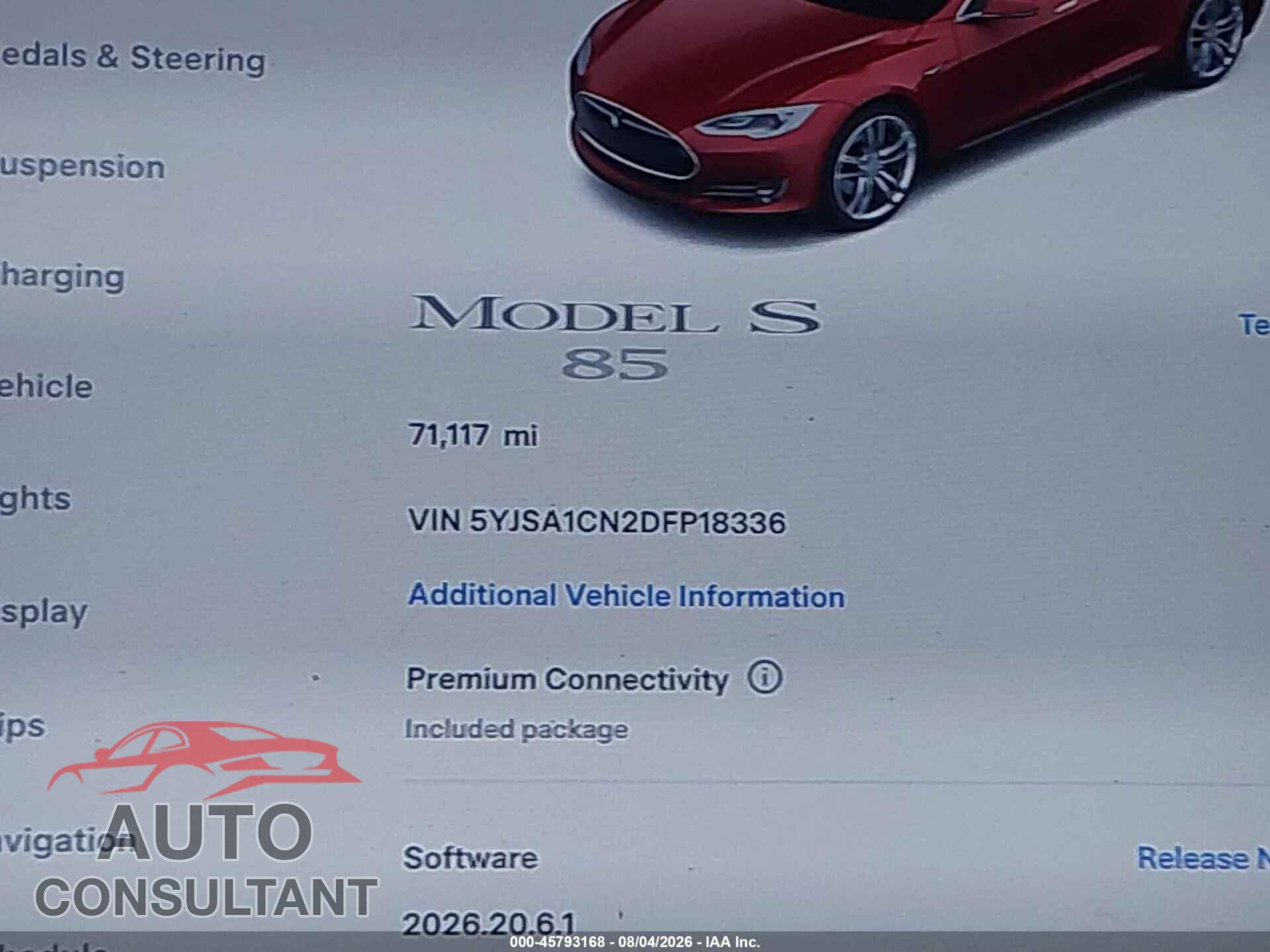 TESLA MODEL S 2013 - 5YJSA1CN2DFP18336