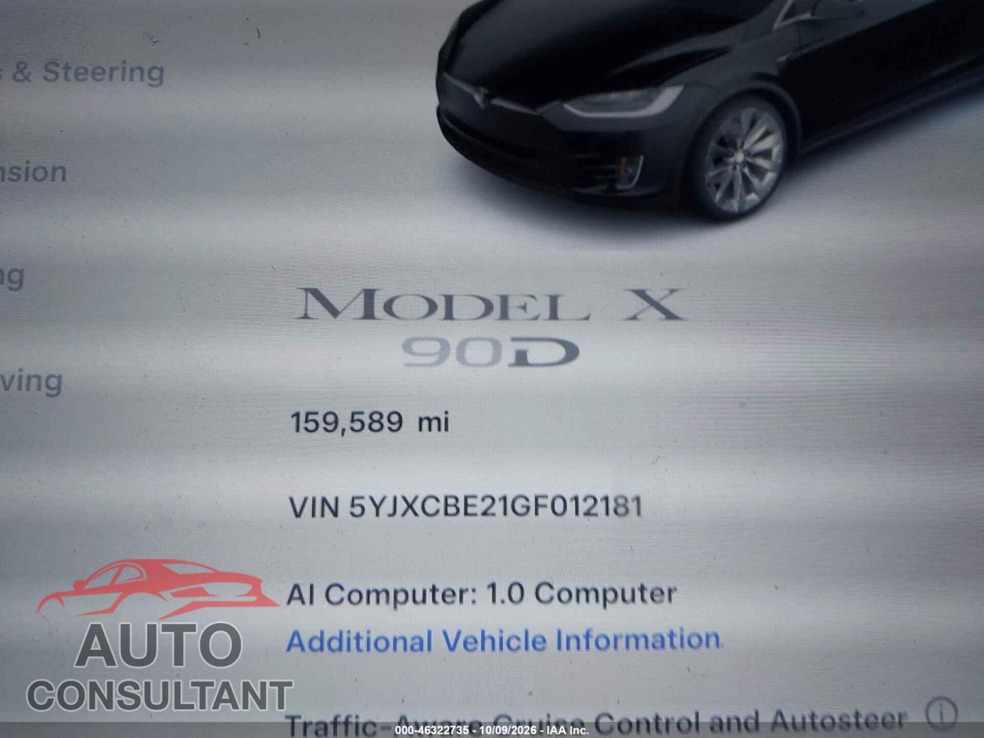 TESLA MODEL X 2016 - 5YJXCBE21GF012181