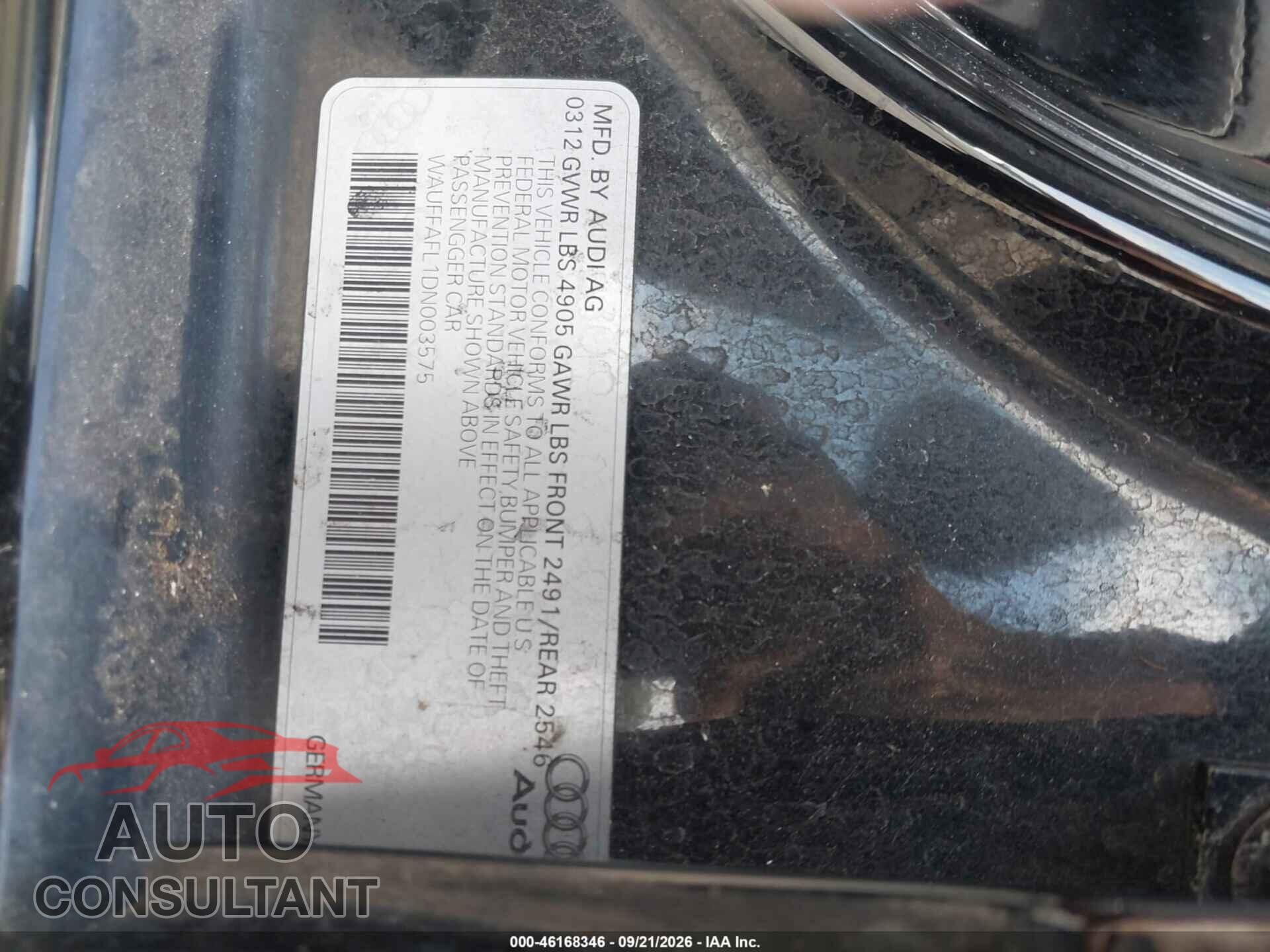 AUDI A4 2013 - WAUFFAFL1DN003575