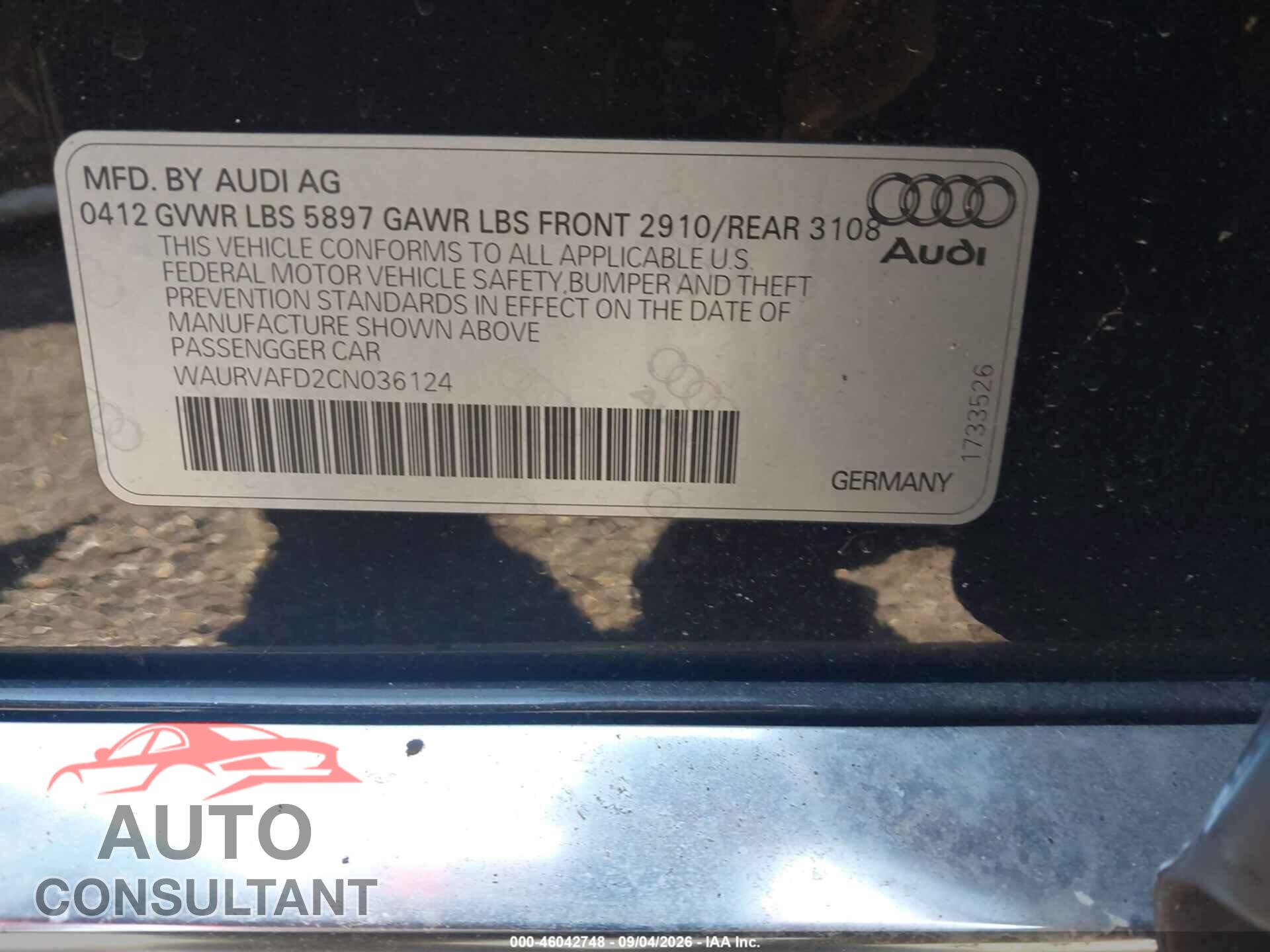 AUDI A8 L 2012 - WAURVAFD2CN036124