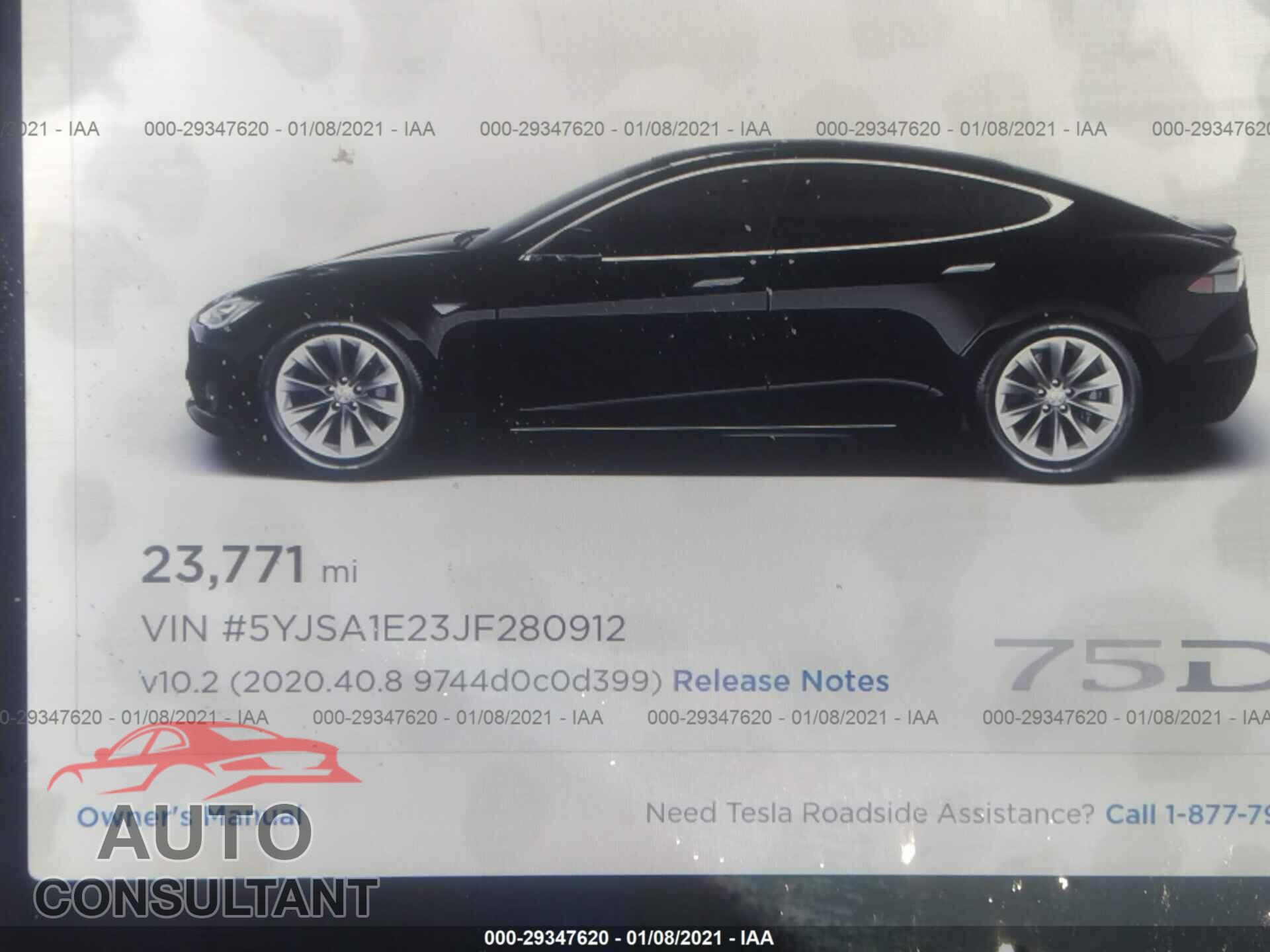 TESLA MODEL S 2018 - 5YJSA1E23JF280912