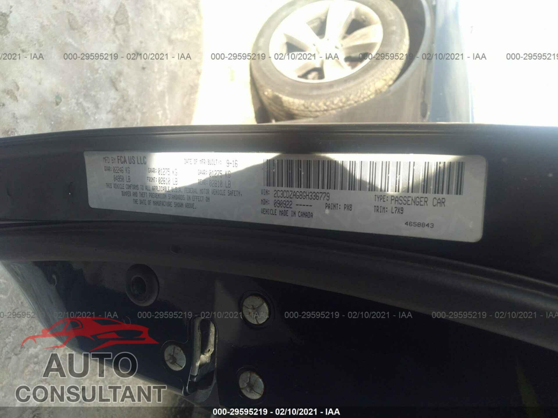 DODGE CHALLENGER 2016 - 2C3CDZAG8GH336779
