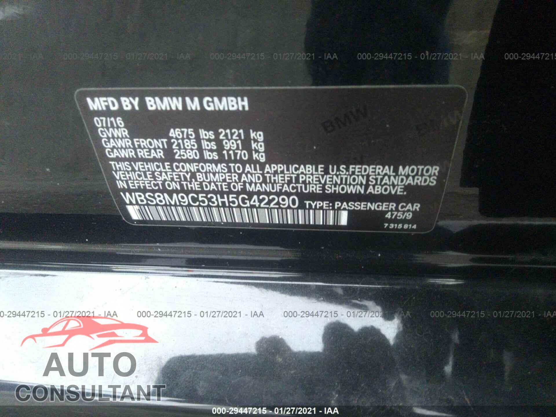 BMW M3 2017 - WBS8M9C53H5G42290