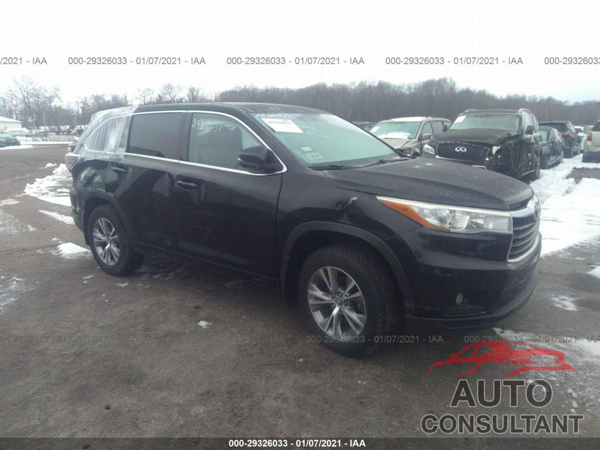 TOYOTA HIGHLANDER 2016 - 5TDBKRFH5GS312942