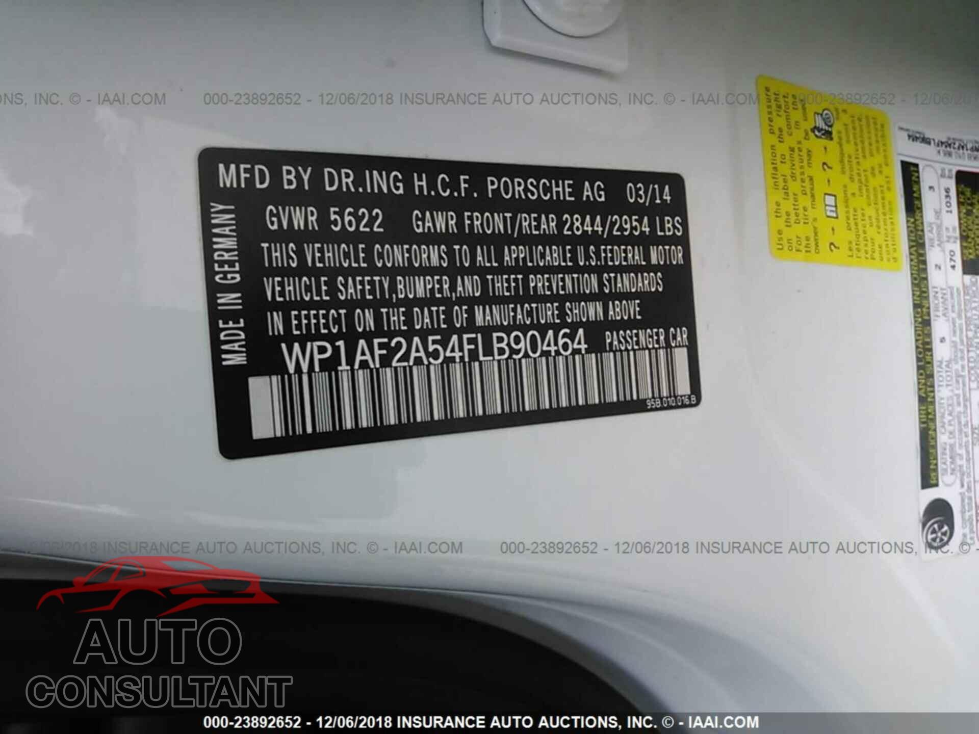 PORSCHE MACAN 2015 - WP1AF2A54FLB90464