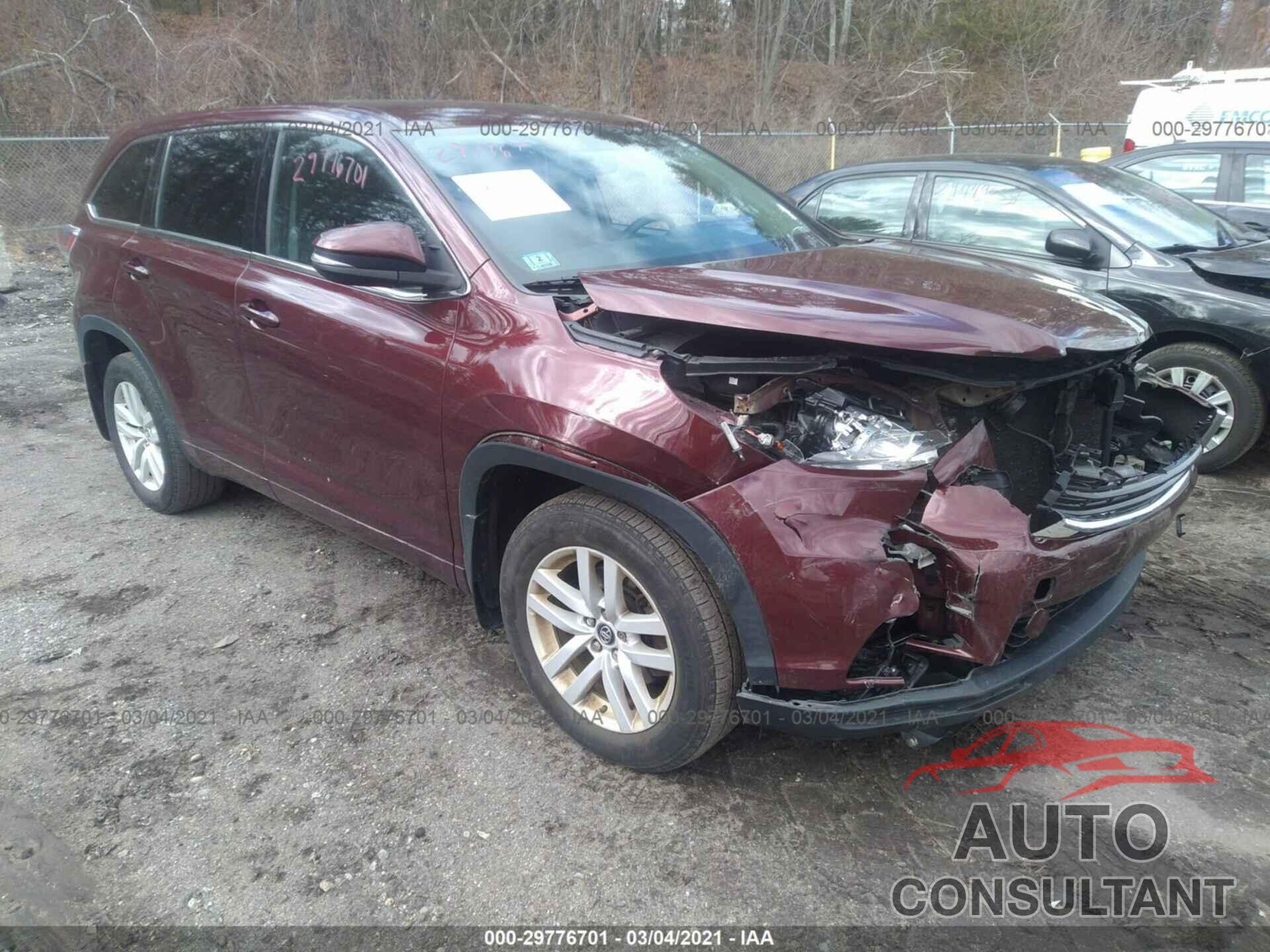 TOYOTA HIGHLANDER 2016 - 5TDBKRFH2GS257978