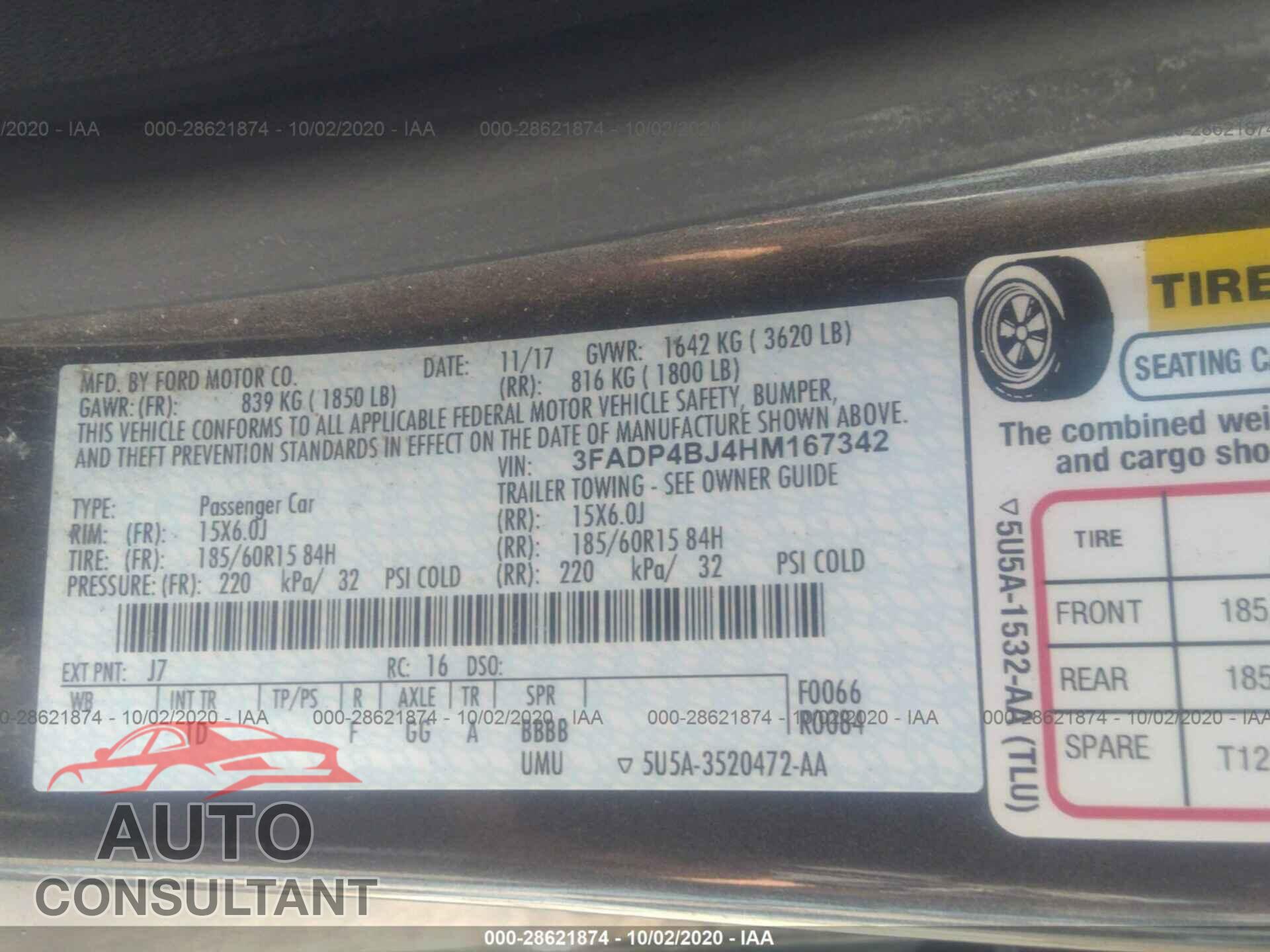 FORD FIESTA 2017 - 3FADP4BJ4HM167342