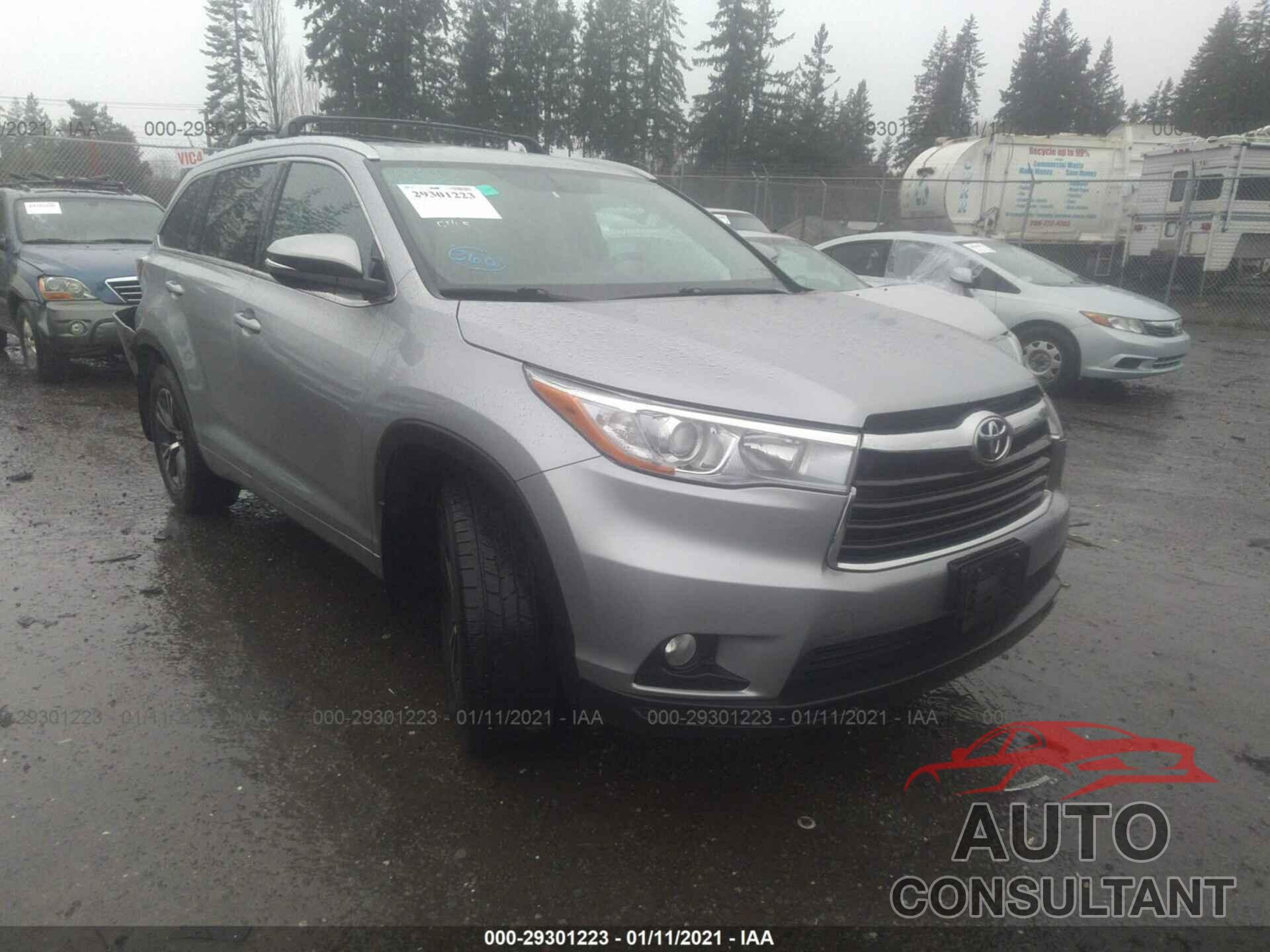 TOYOTA HIGHLANDER 2016 - 5TDJKRFH5GS504907