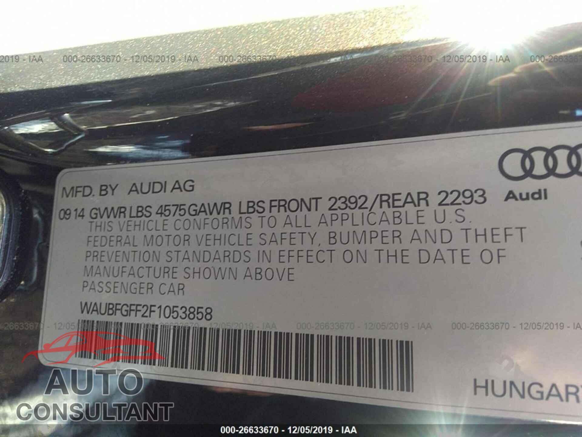 AUDI A3 2015 - WAUBFGFF2F1053858