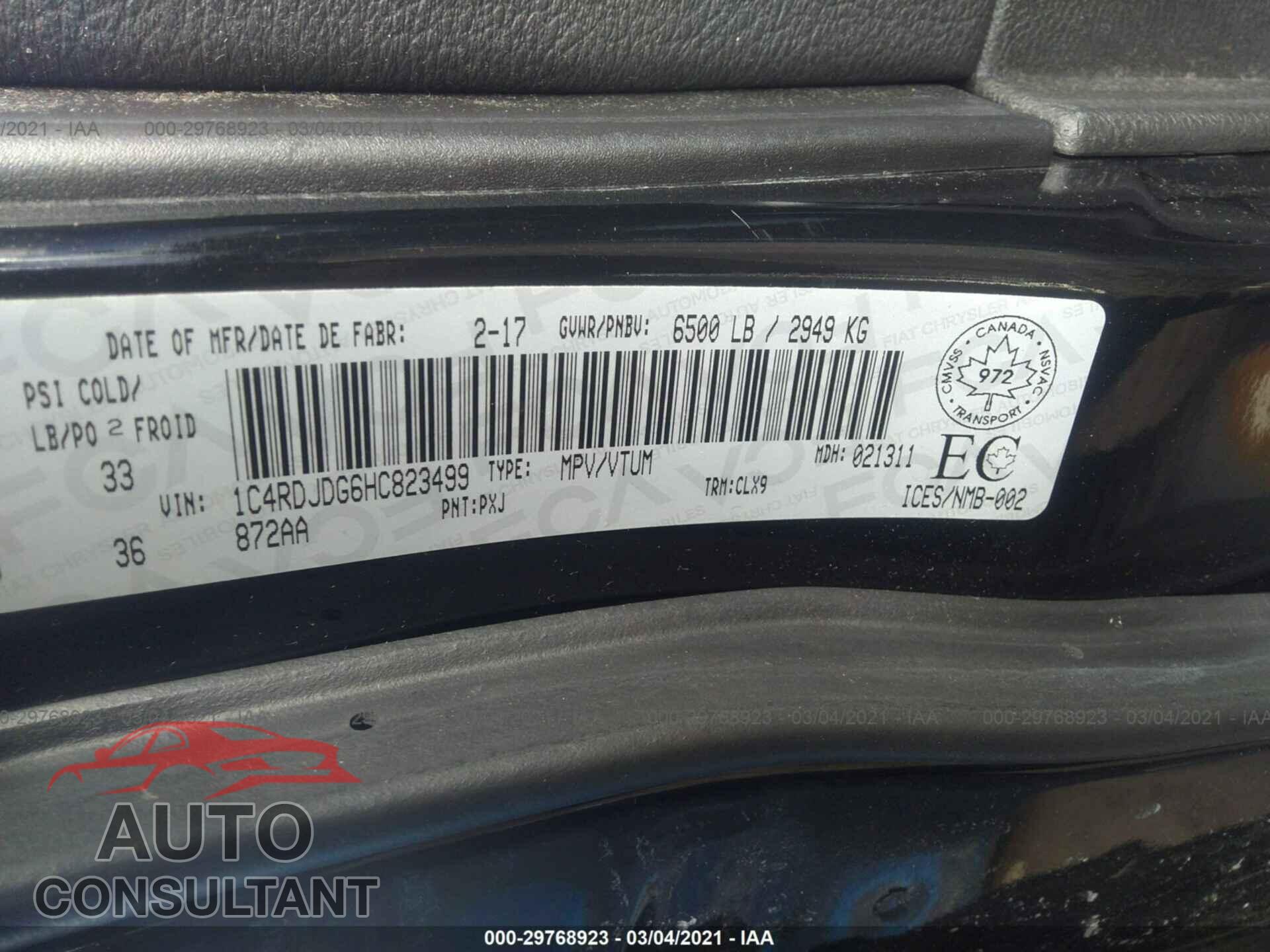 DODGE DURANGO 2017 - 1C4RDJDG6HC823499