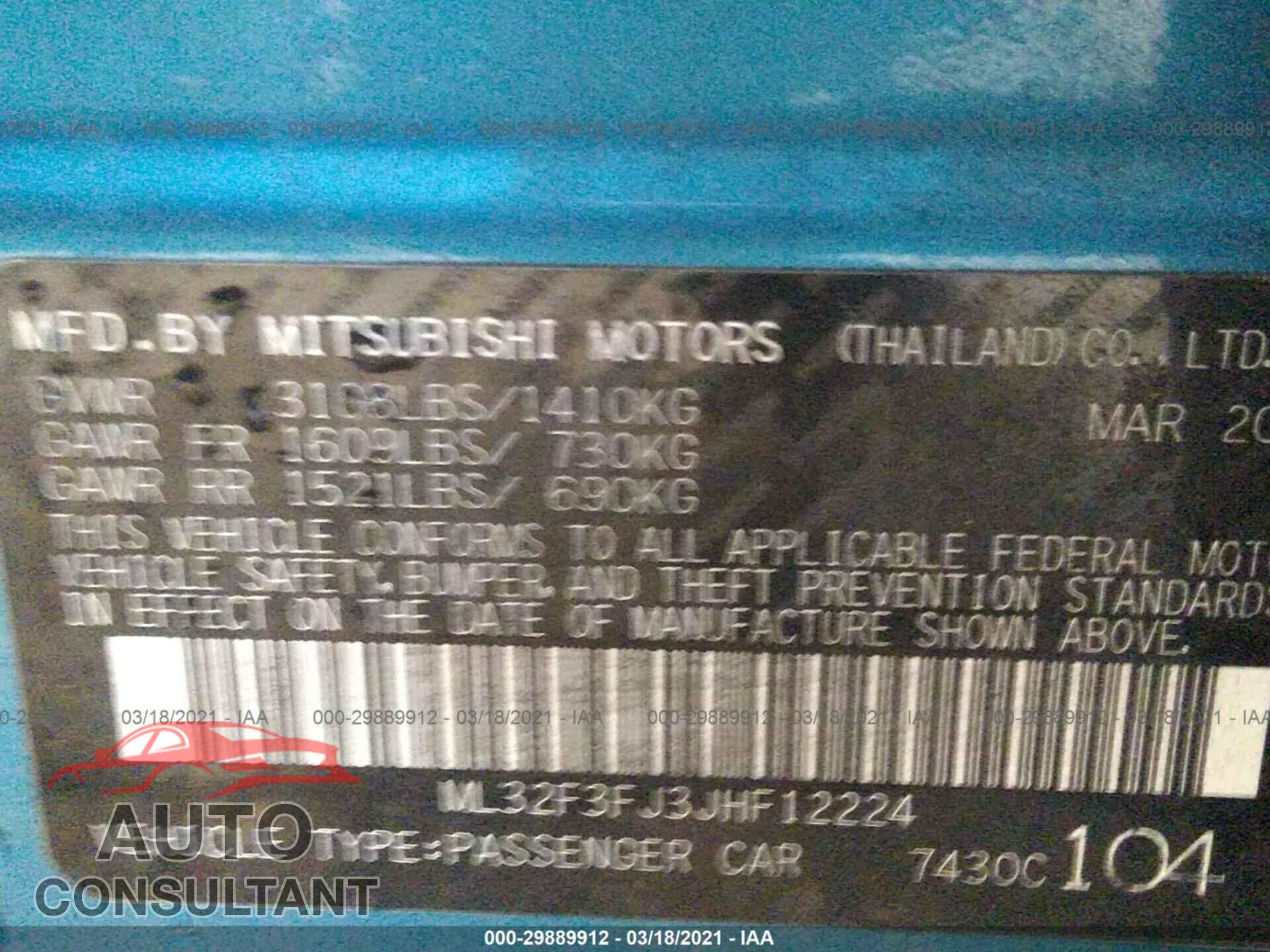 MITSUBISHI MIRAGE G4 2018 - ML32F3FJ3JHF12224