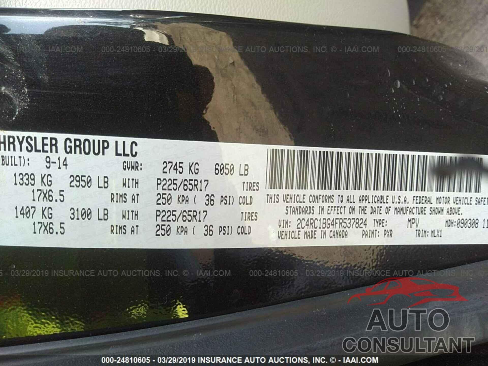 CHRYSLER TOWN & COUNTRY 2015 - 2C4RC1BG4FR537824
