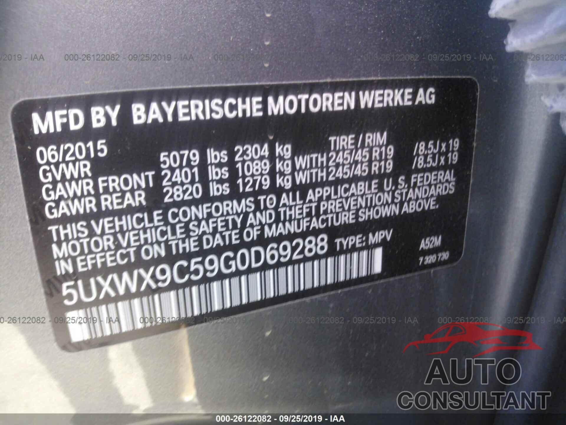 BMW X3 2016 - 5UXWX9C59G0D69288