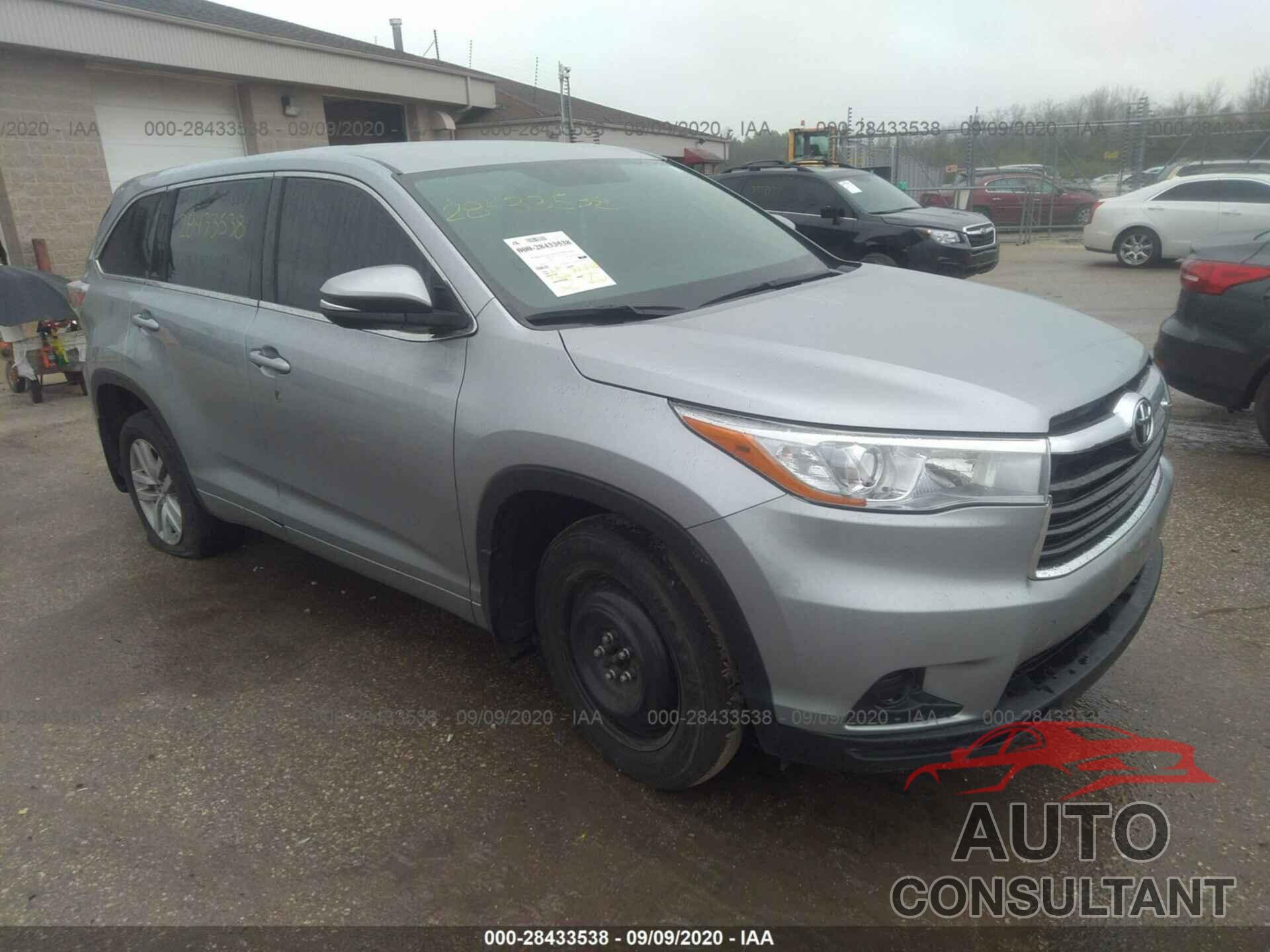 TOYOTA HIGHLANDER 2016 - 5TDBKRFH2GS351374