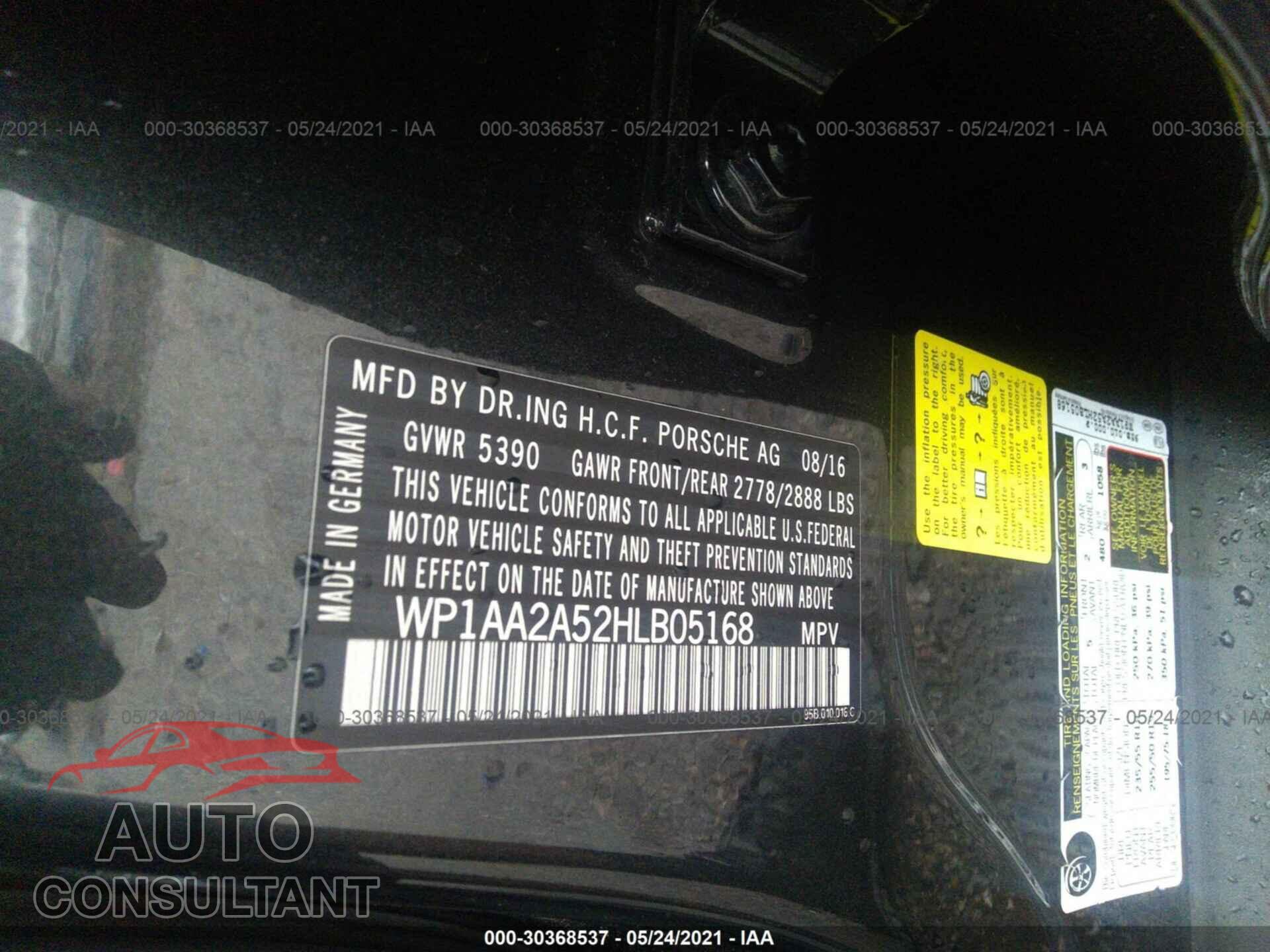PORSCHE MACAN 2017 - WP1AA2A52HLB05168