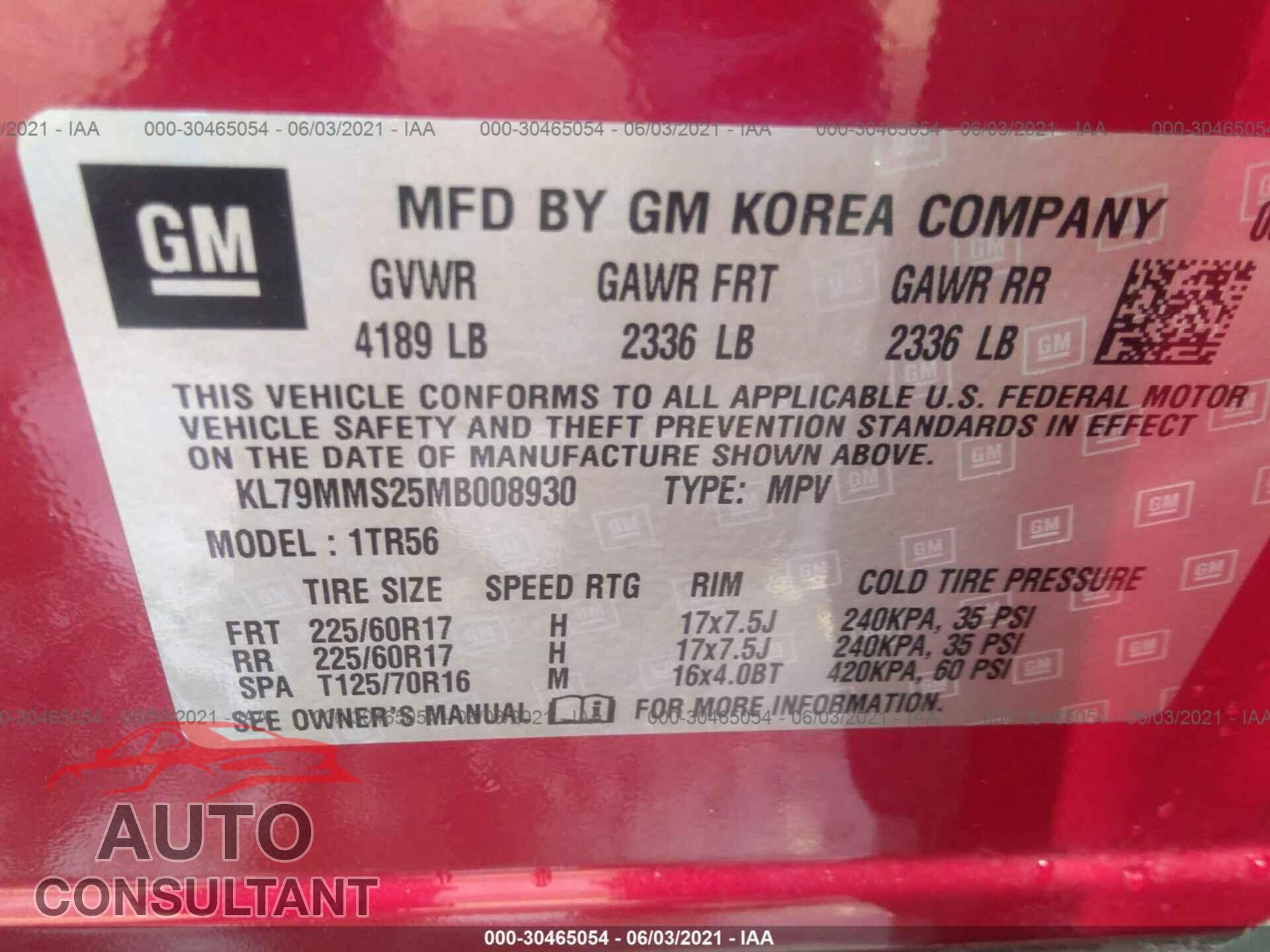 CHEVROLET TRAILBLAZER 2021 - KL79MMS25MB008930