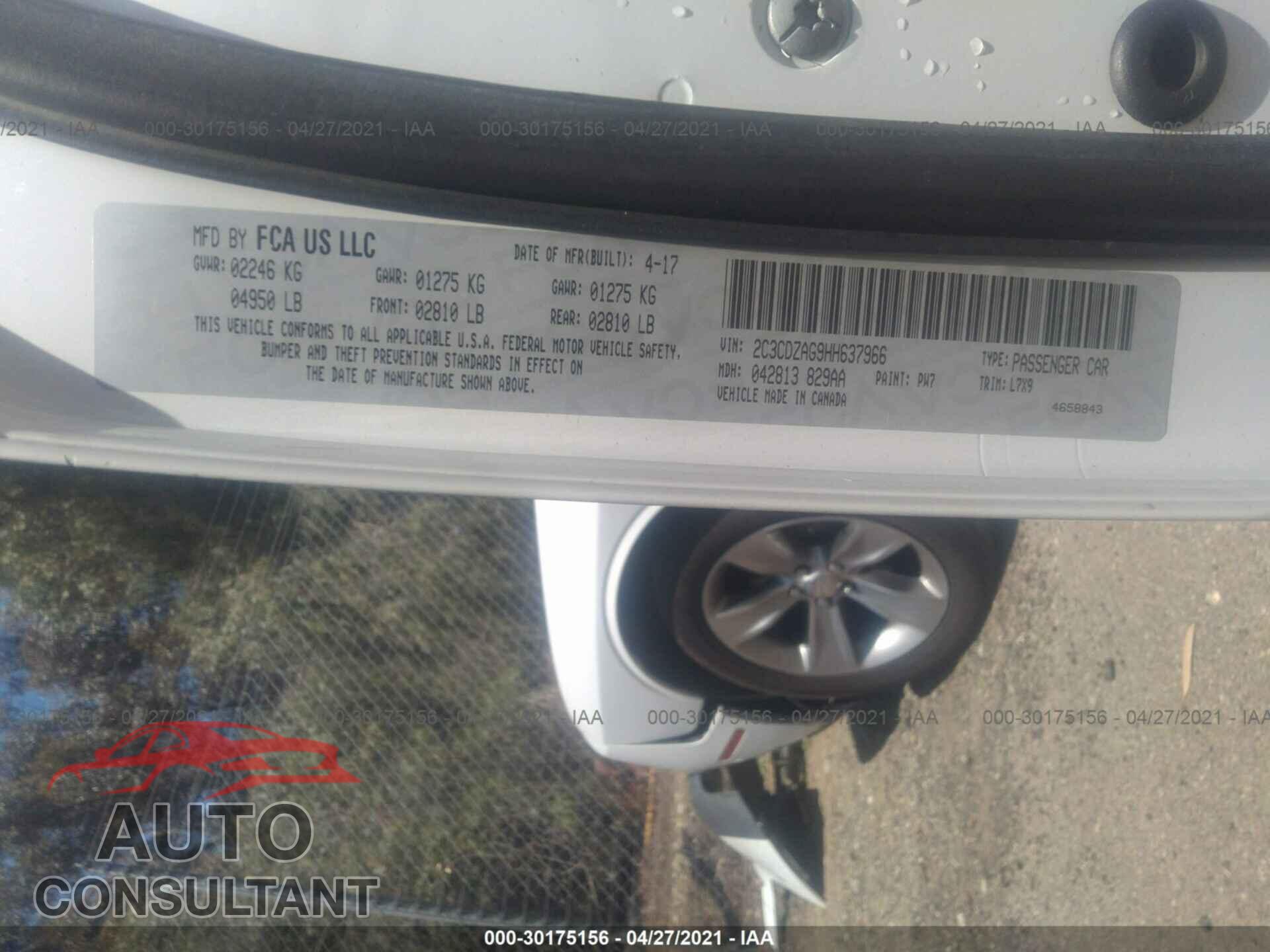 DODGE CHALLENGER 2017 - 2C3CDZAG9HH637966