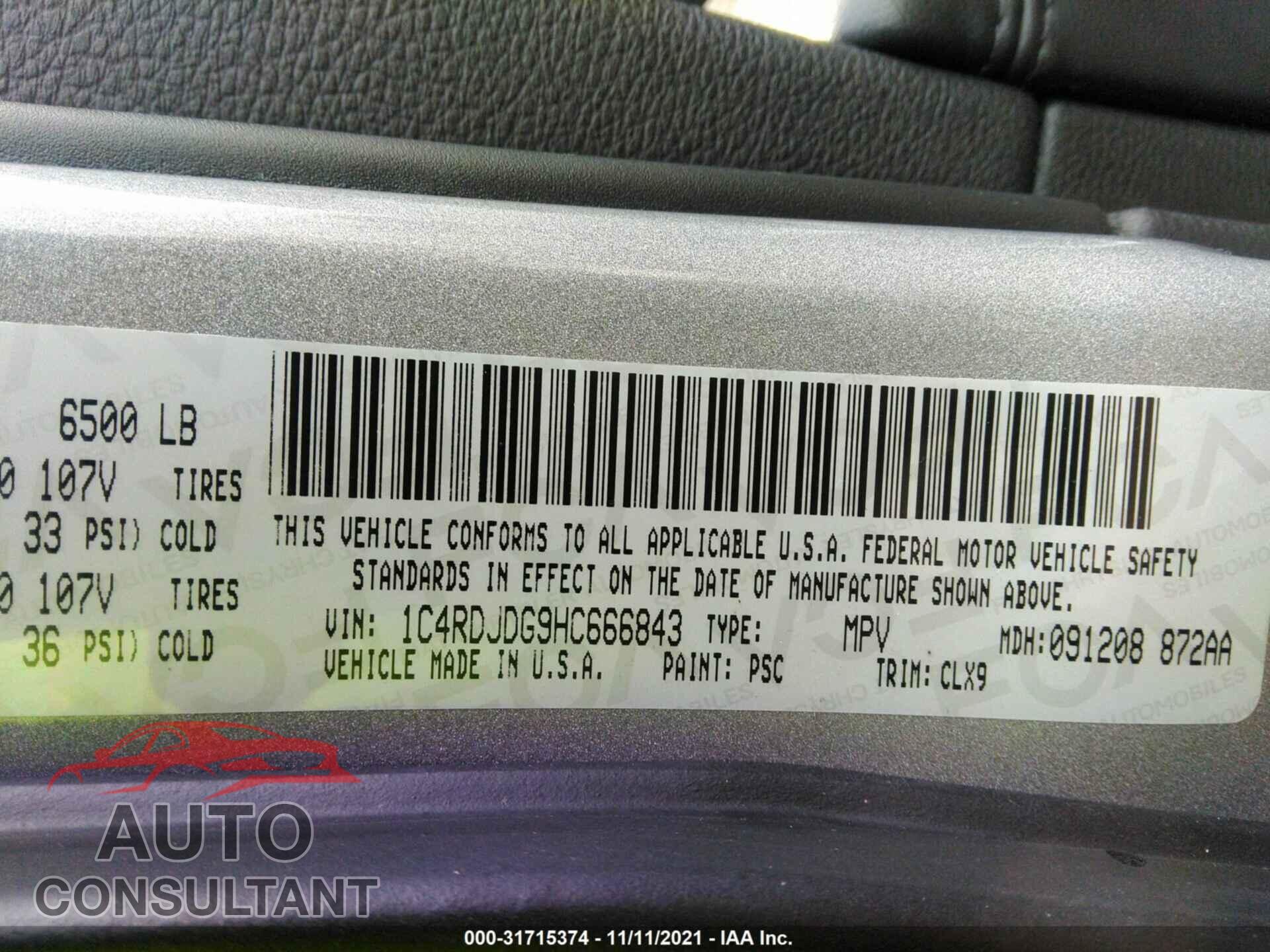DODGE DURANGO 2017 - 1C4RDJDG9HC666843