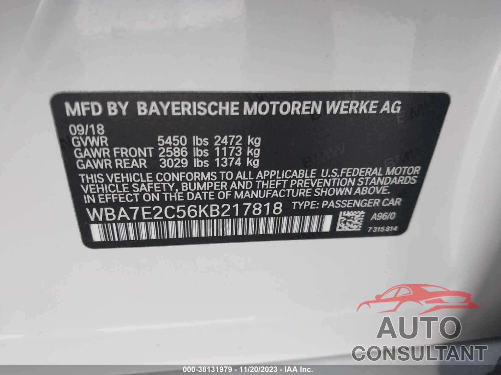 BMW 740I 2019 - WBA7E2C56KB217818