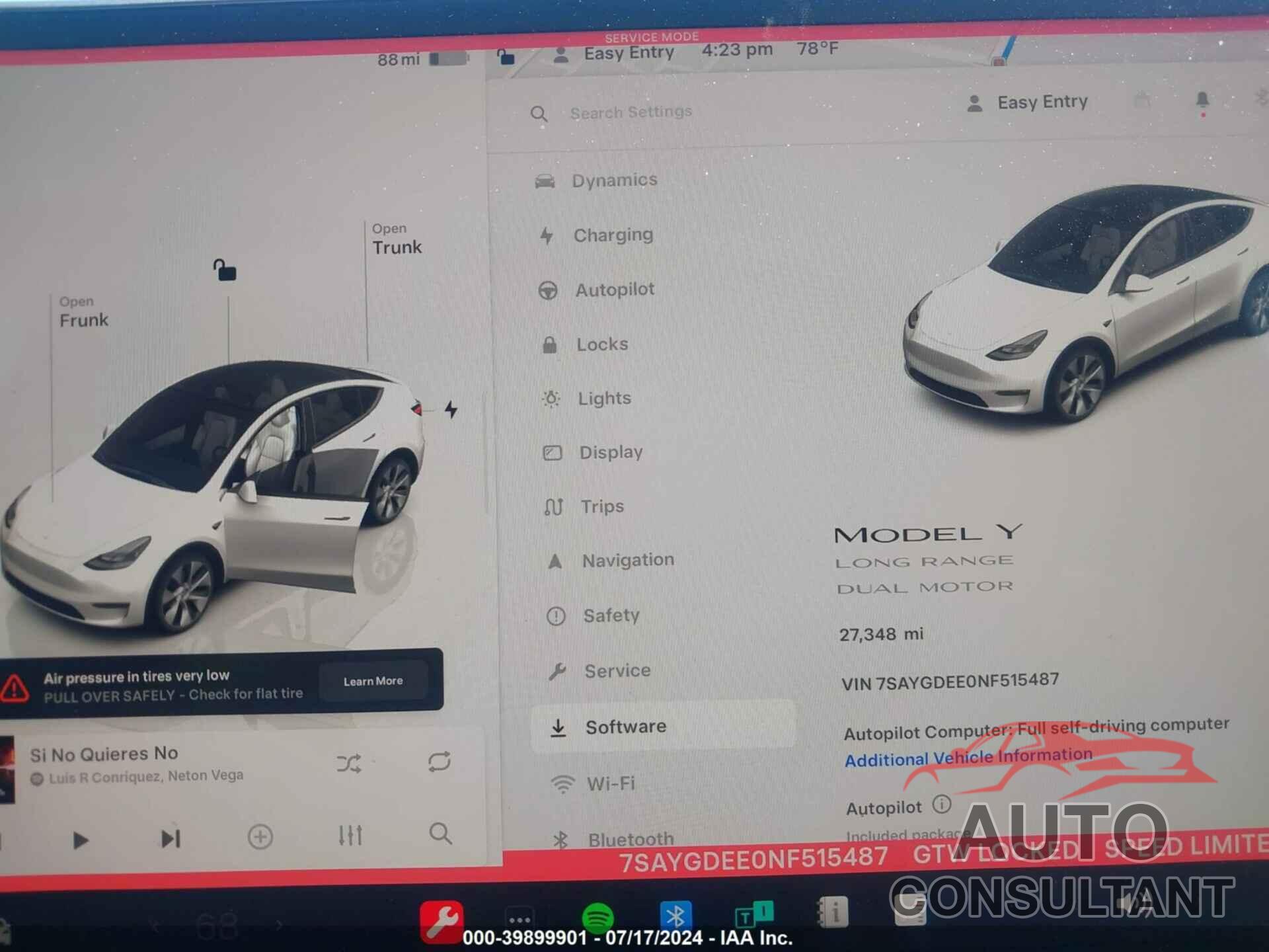 TESLA MODEL Y 2022 - 7SAYGDEE0NF515487
