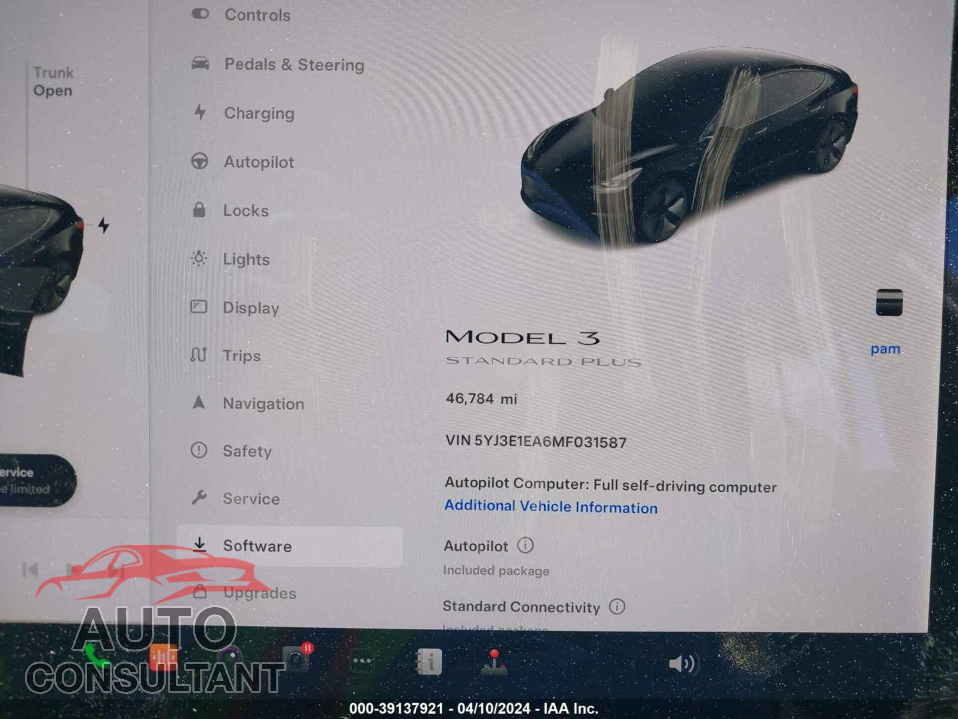 TESLA MODEL 3 2021 - 5YJ3E1EA6MF031587