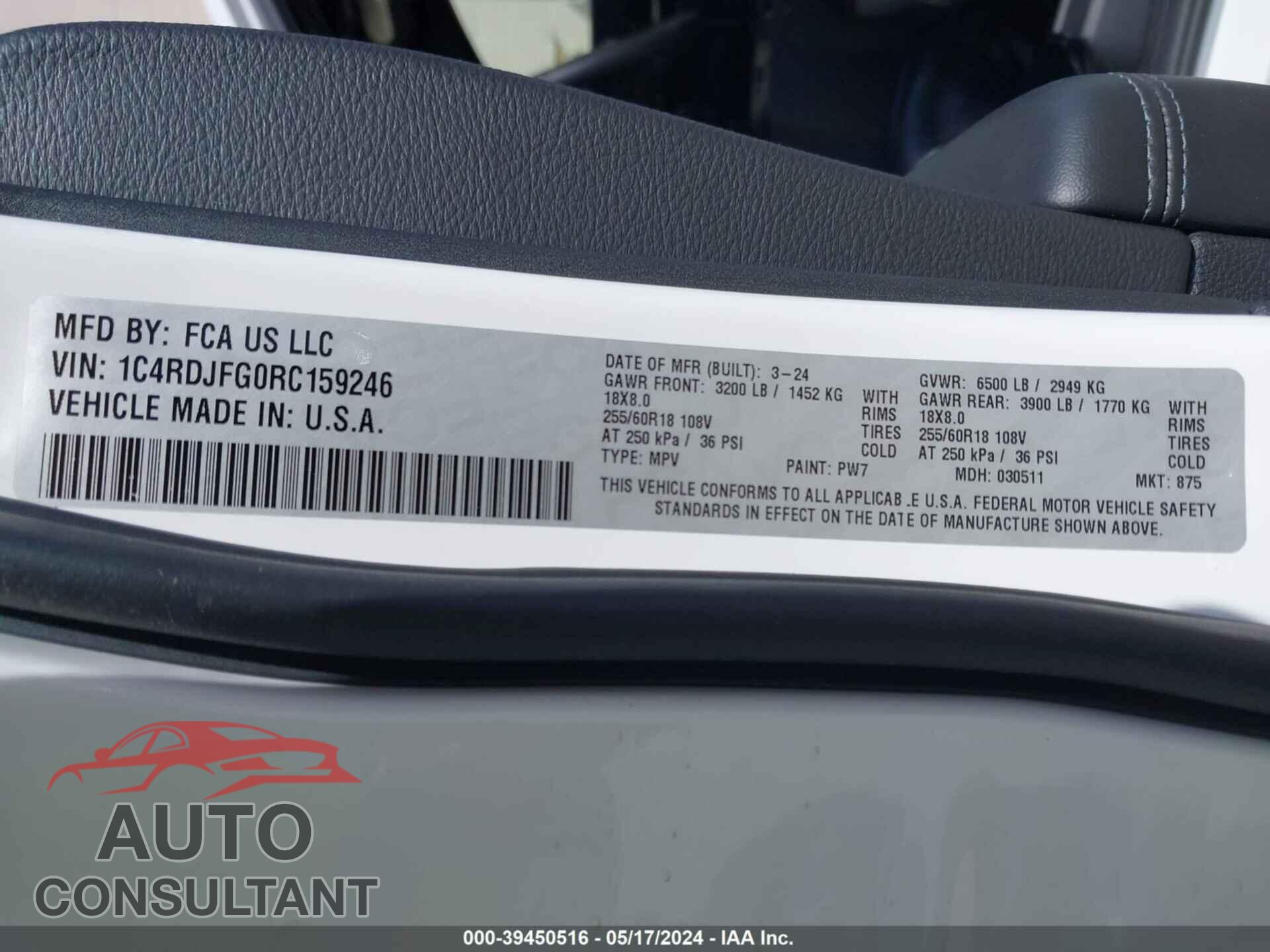DODGE DURANGO 2024 - 1C4RDJFG0RC159246