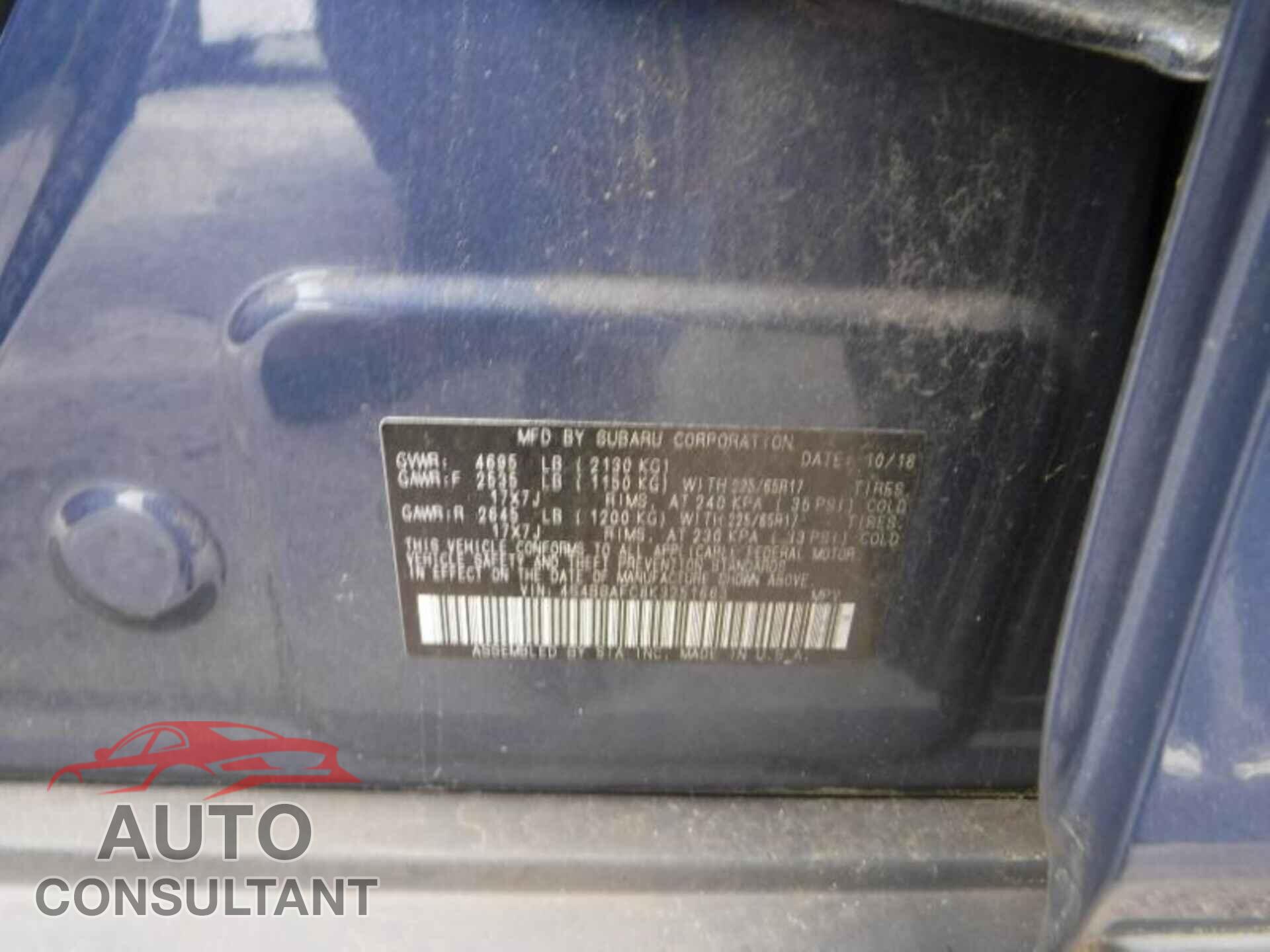 SUBARU OUTBACK 2019 - 4S4BSAFC8K3251663