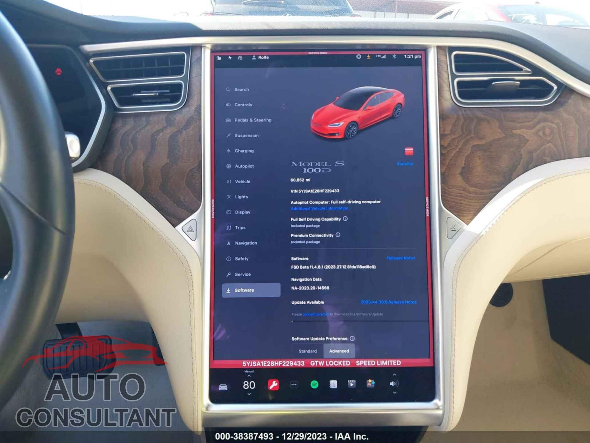 TESLA MODEL S 2017 - 5YJSA1E28HF229433