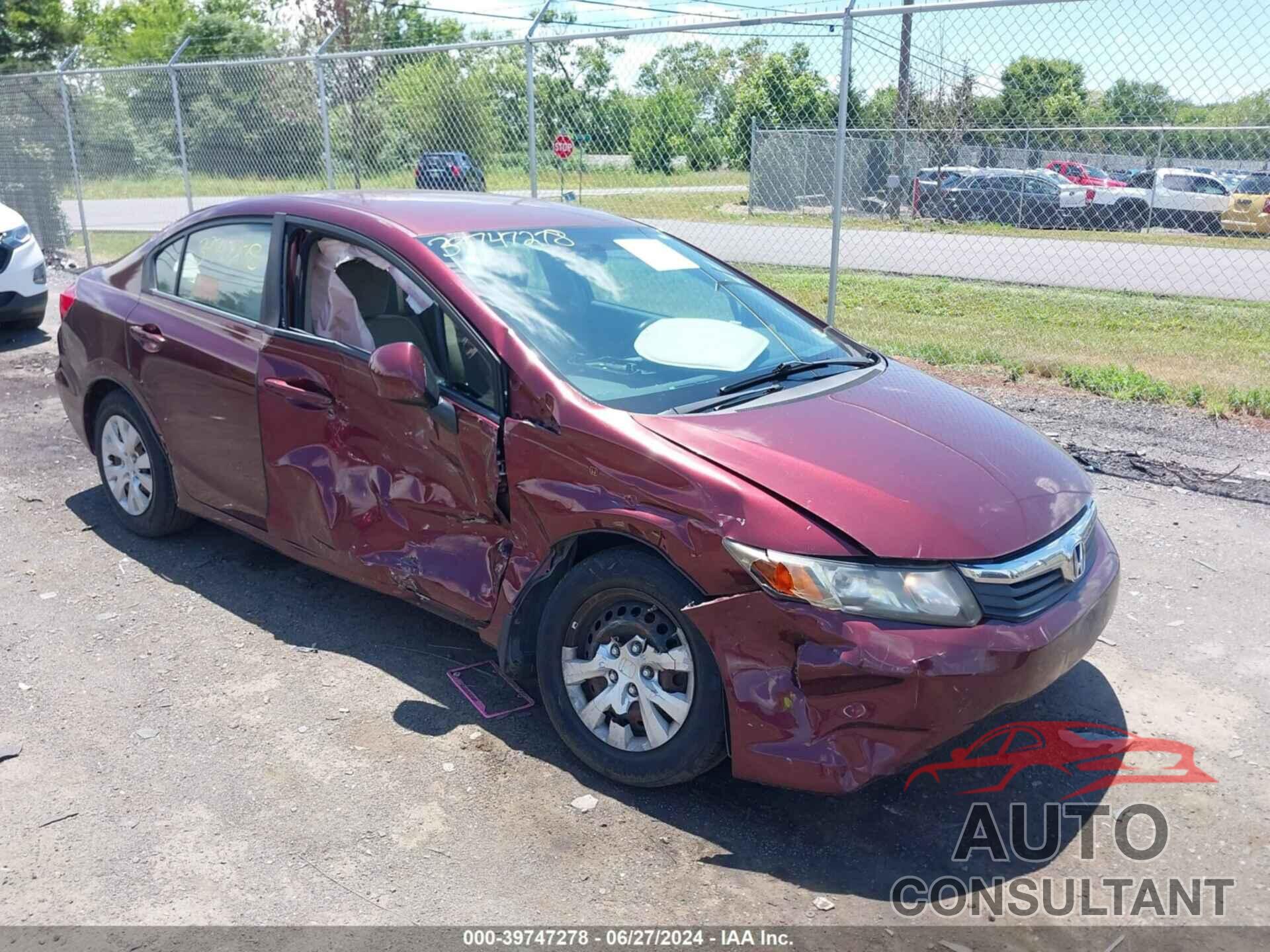 HONDA CIVIC 2012 - 19XFB2F55CE033493