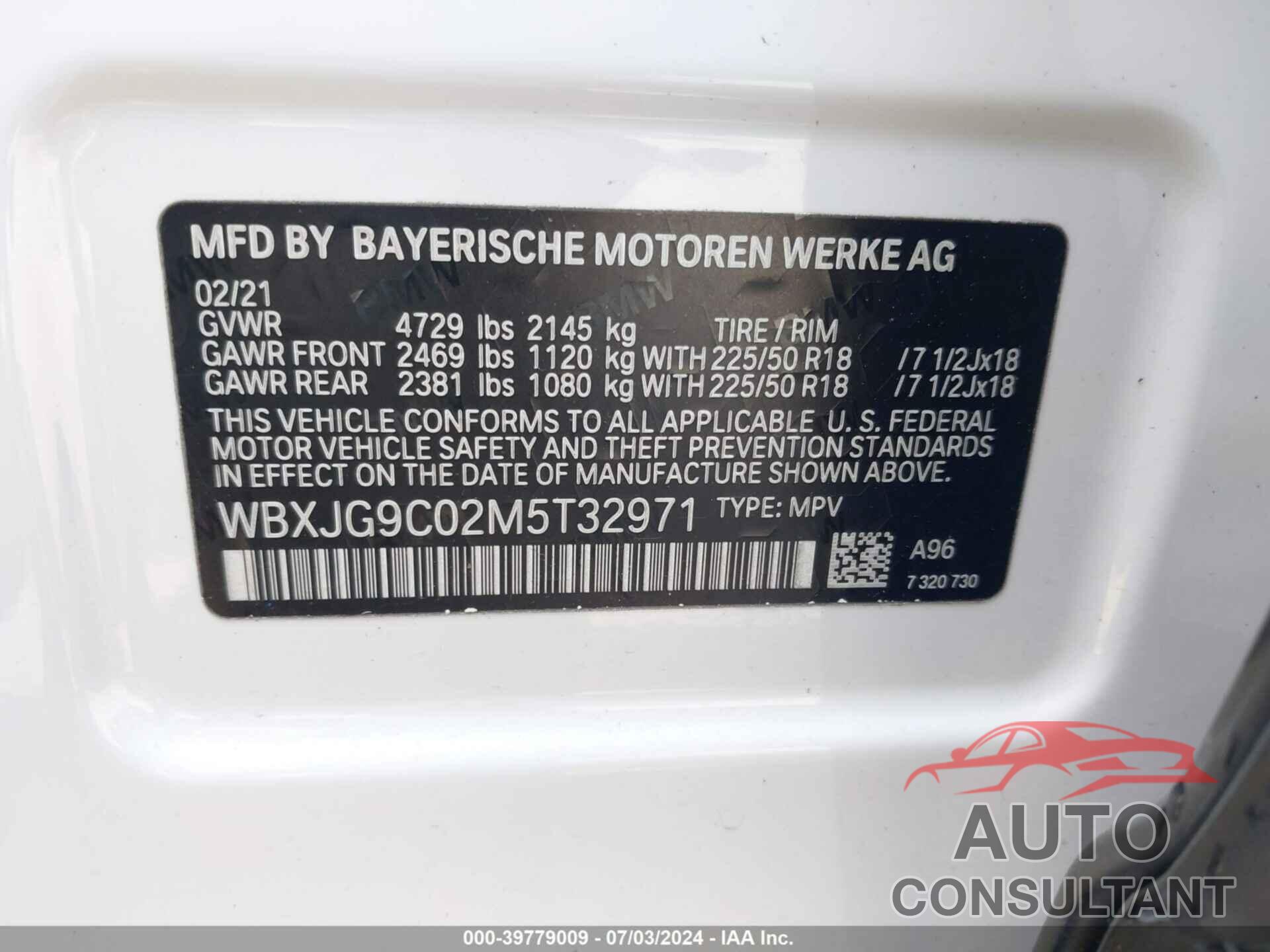 BMW X1 2021 - WBXJG9C02M5T32971