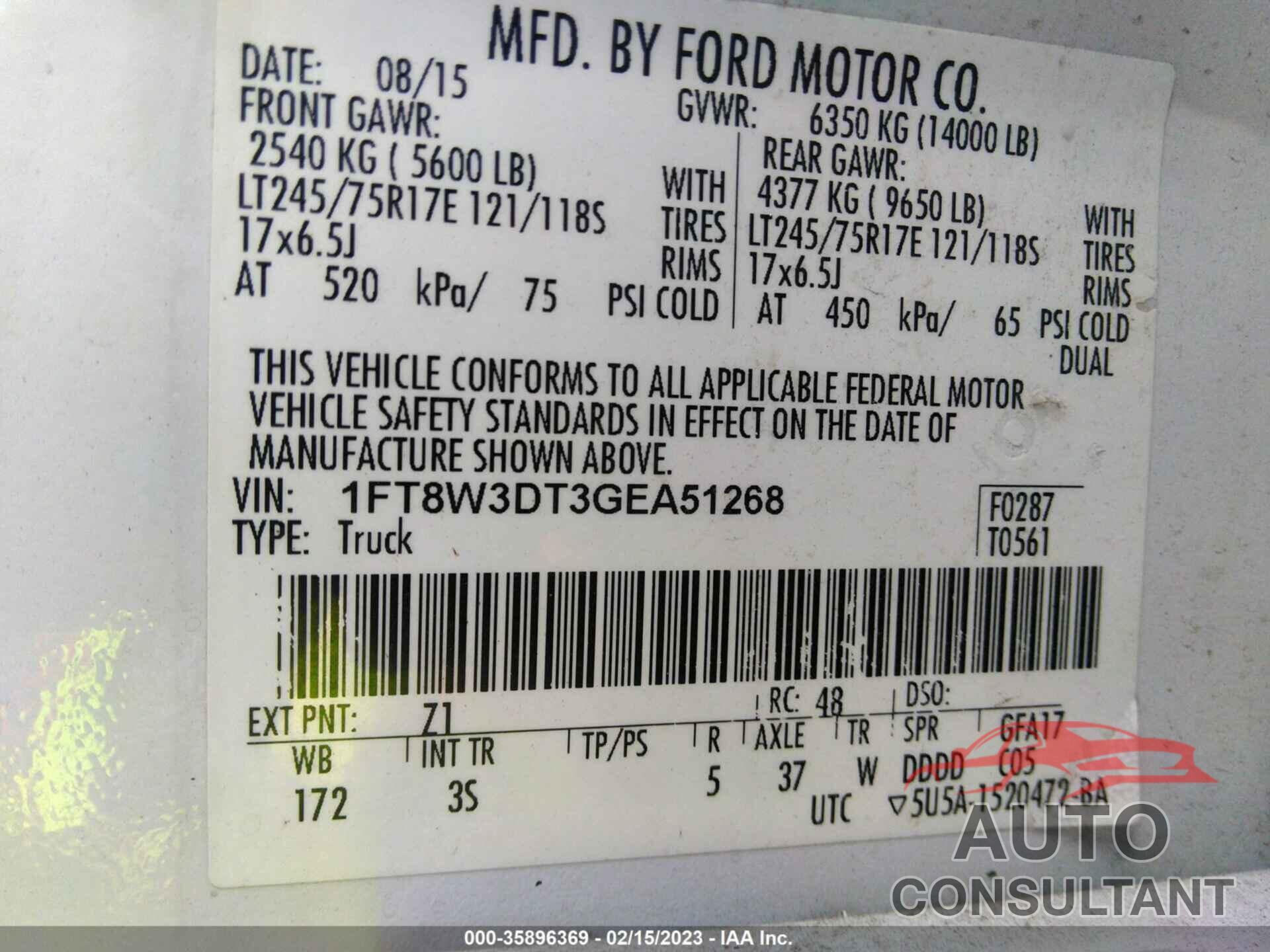 FORD SUPER DUTY F-350 DRW 2016 - 1FT8W3DT3GEA51268