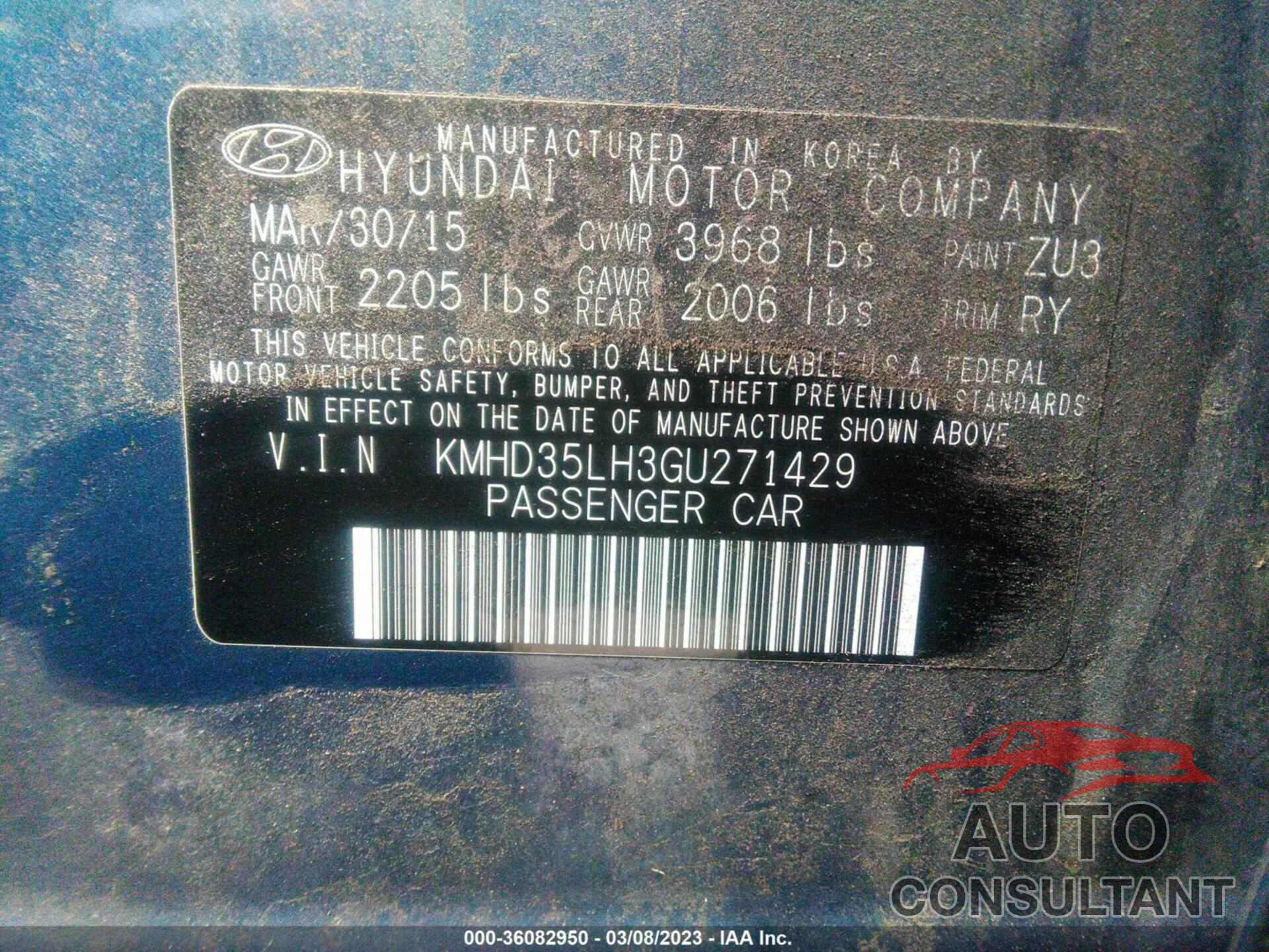 HYUNDAI ELANTRA GT 2016 - KMHD35LH3GU271429