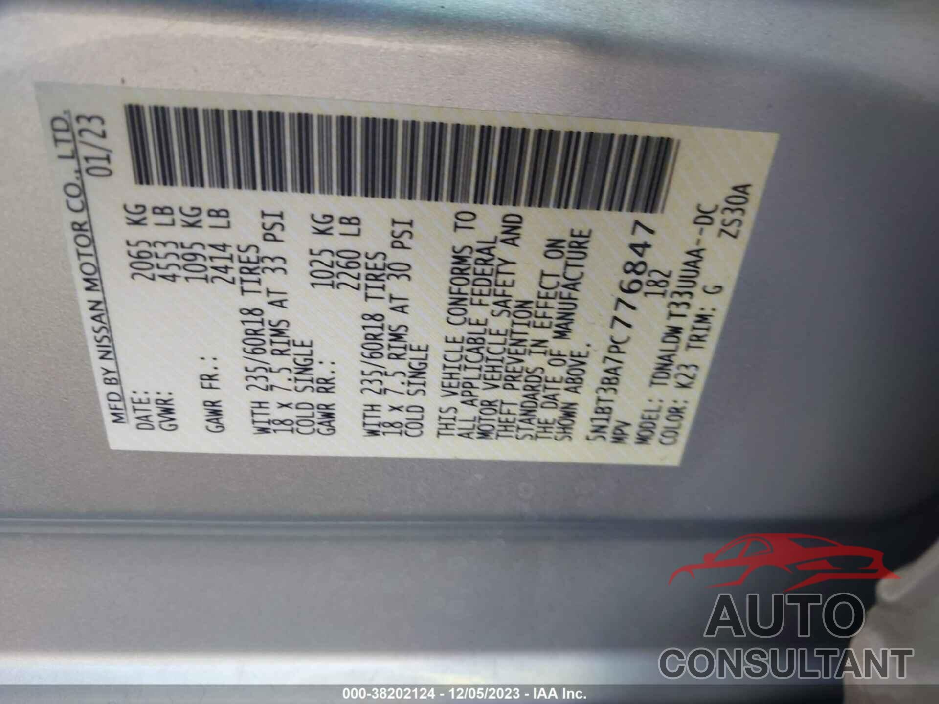 NISSAN ROGUE 2023 - 5N1BT3BA7PC776847