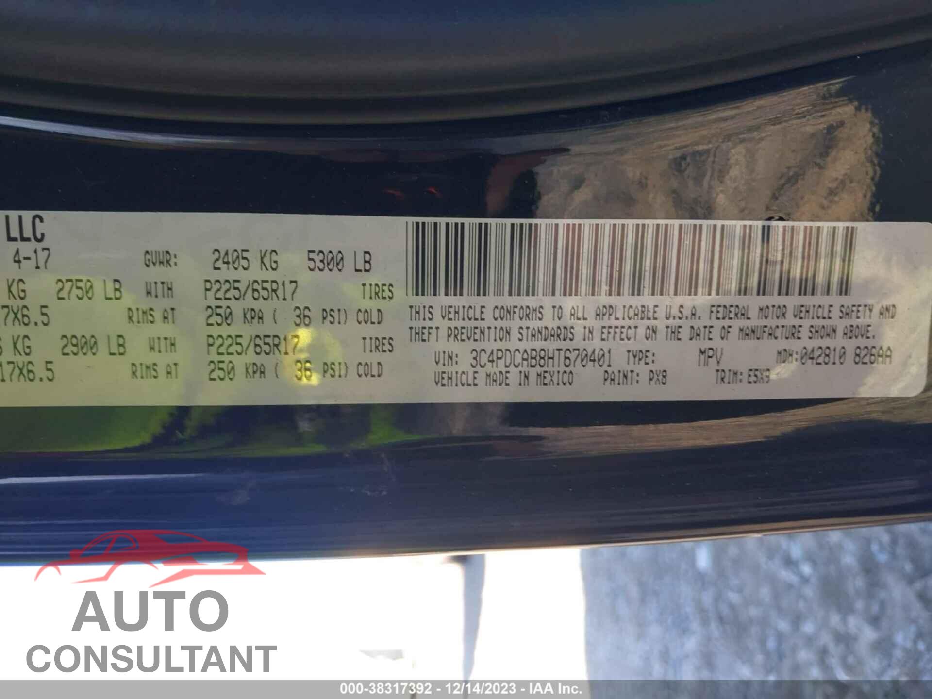 DODGE JOURNEY 2017 - 3C4PDCAB8HT670401