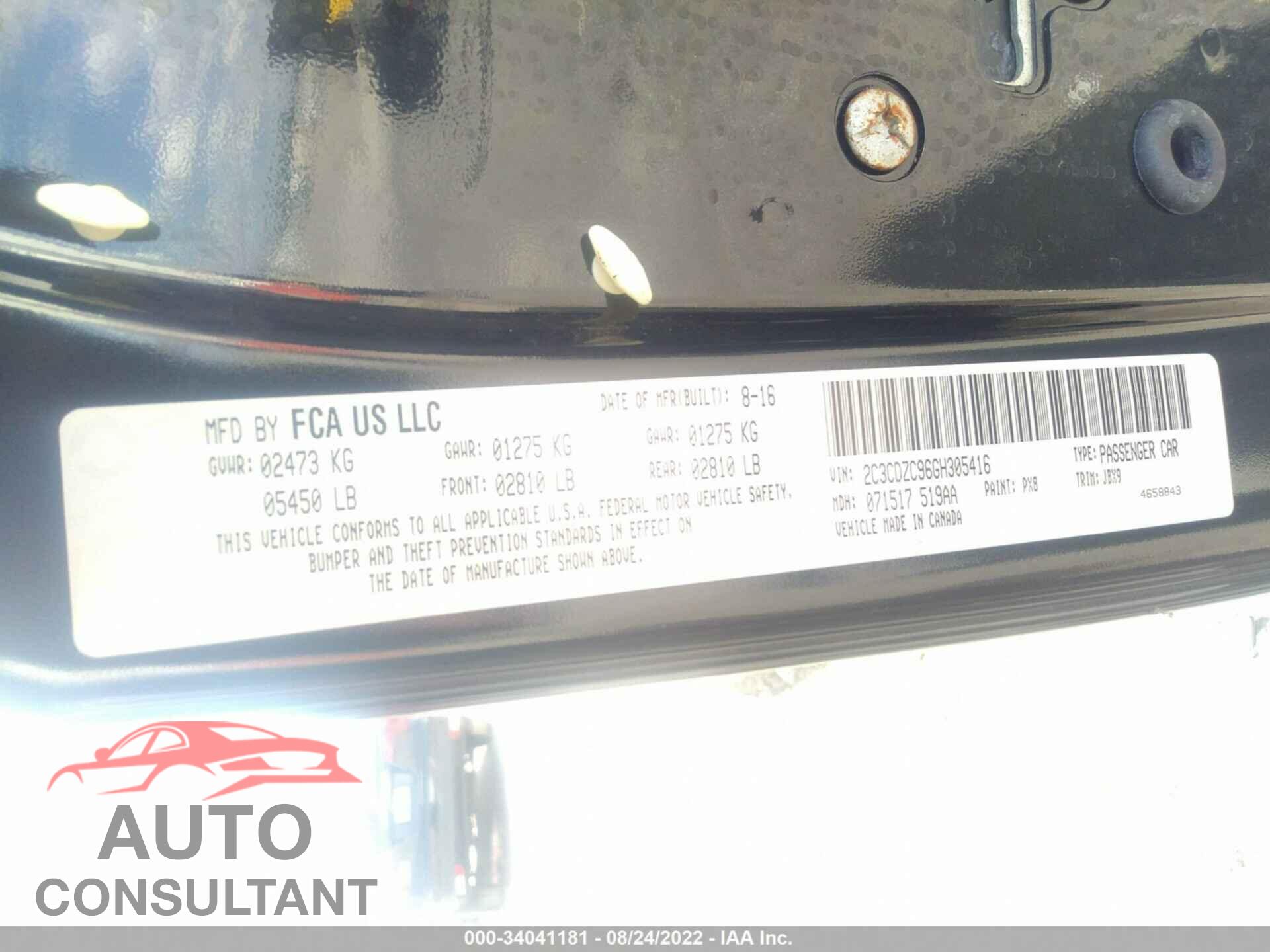 DODGE CHALLENGER 2016 - 2C3CDZC96GH305416